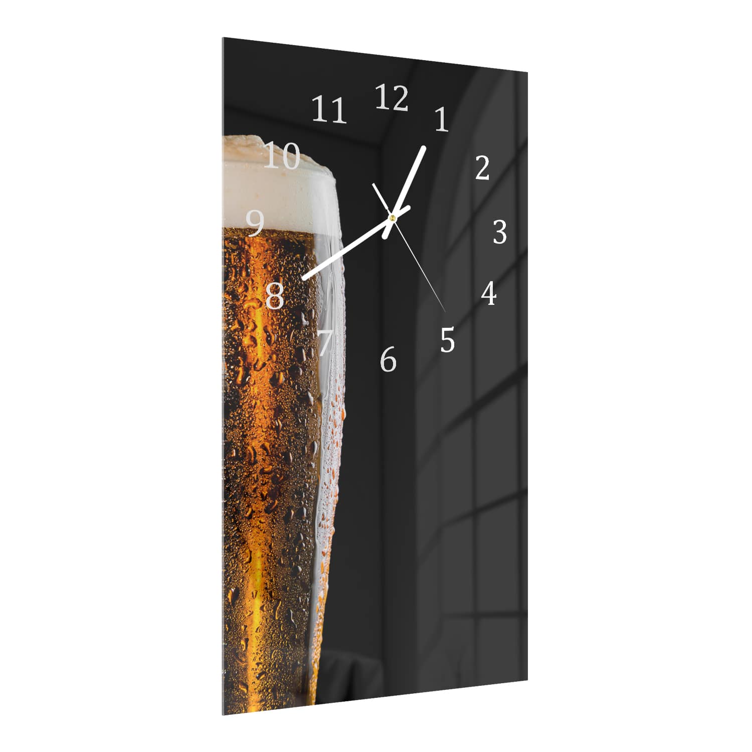 Wanduhr 30x60 - Bierglas Nahaufnahme