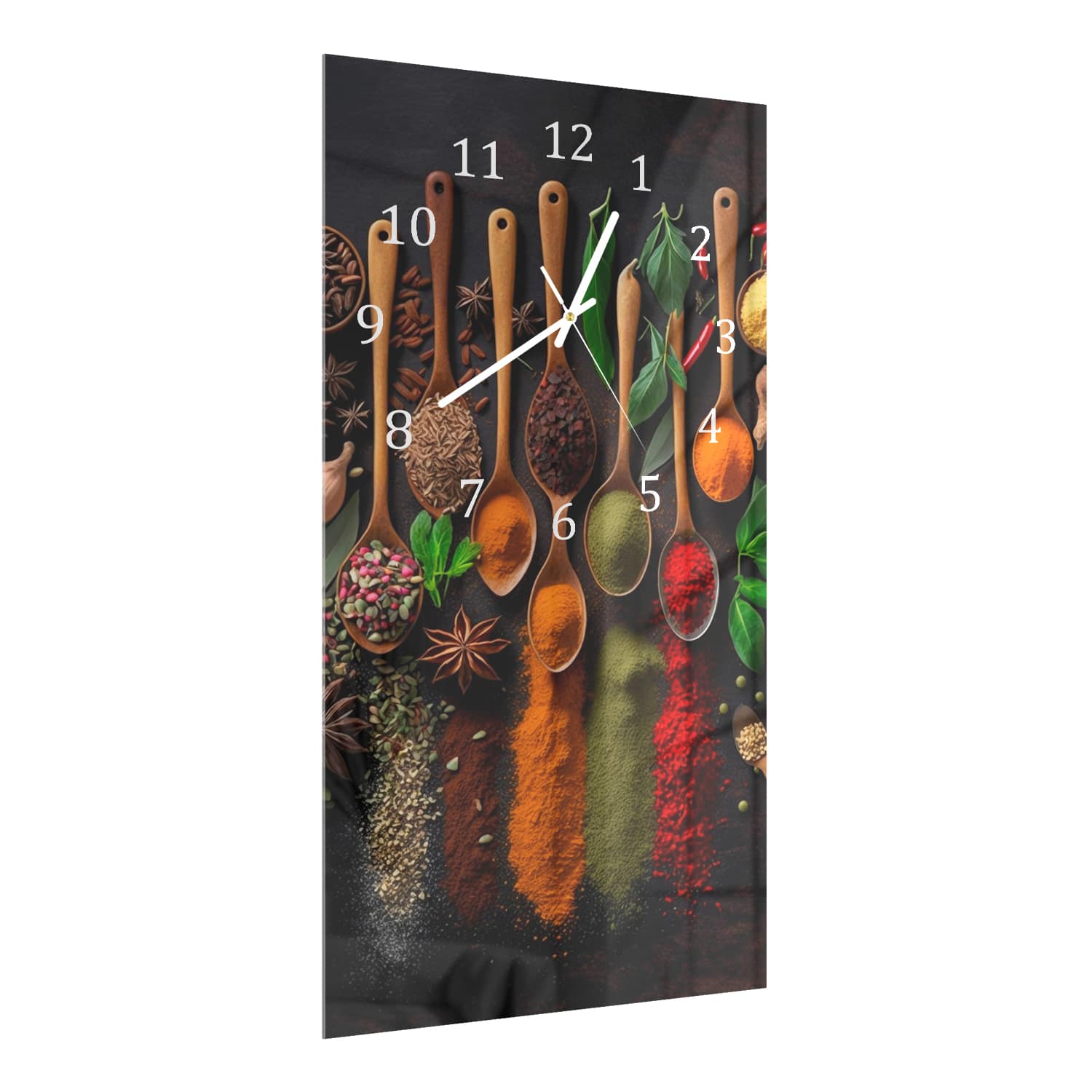 Wanduhr 30x60 - Kräutermischung auf Holzlöffeln
