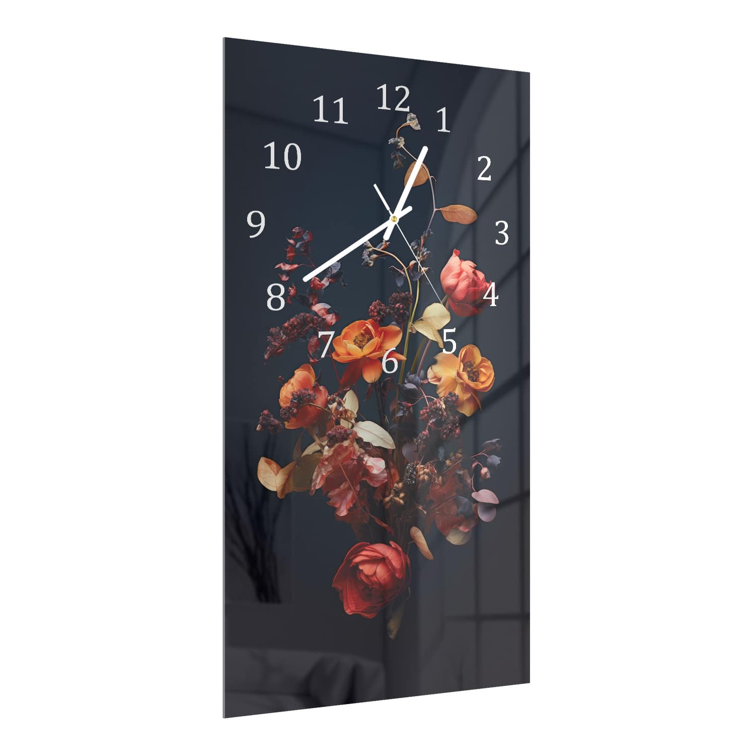 Wanduhr 30x60 - Herbstliche Trockenblumen