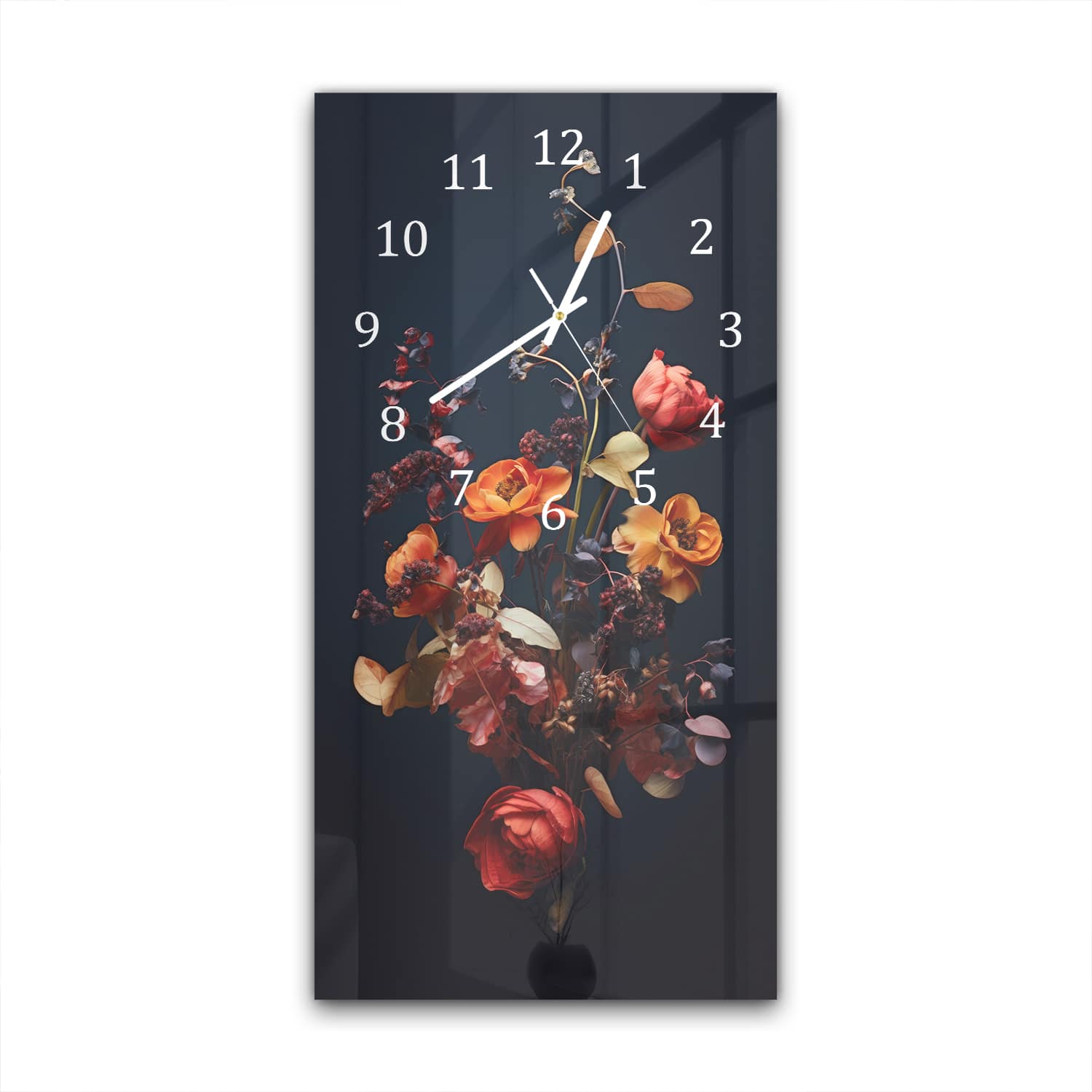 Wanduhr 30x60 - Herbstliche Trockenblumen