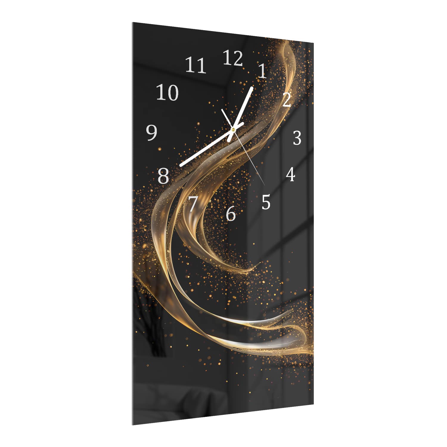 Wanduhr 30x60 - Goldener Glanz auf schwarzem Hintergrund
