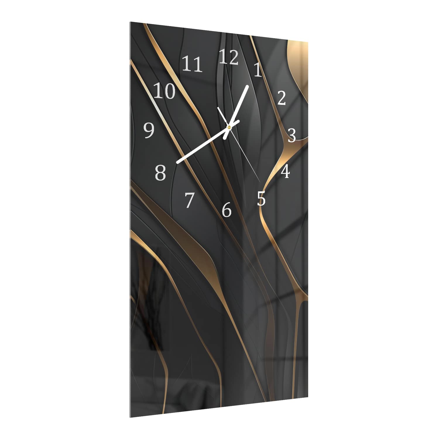 Wanduhr 30x60 - Abstrakte Schwarz-Goldene Linien