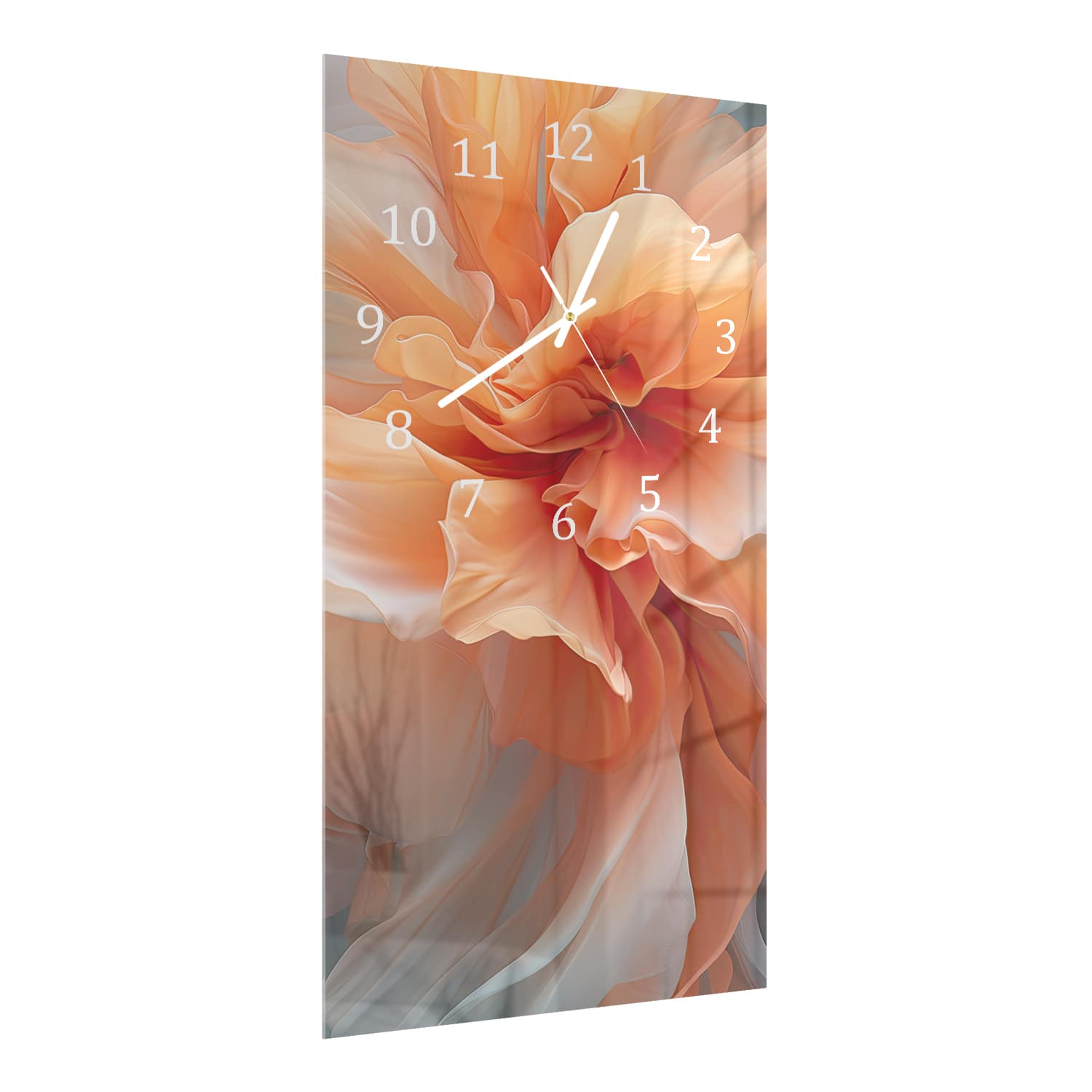 Wanduhr 30x60 - Tanzende orange Blume