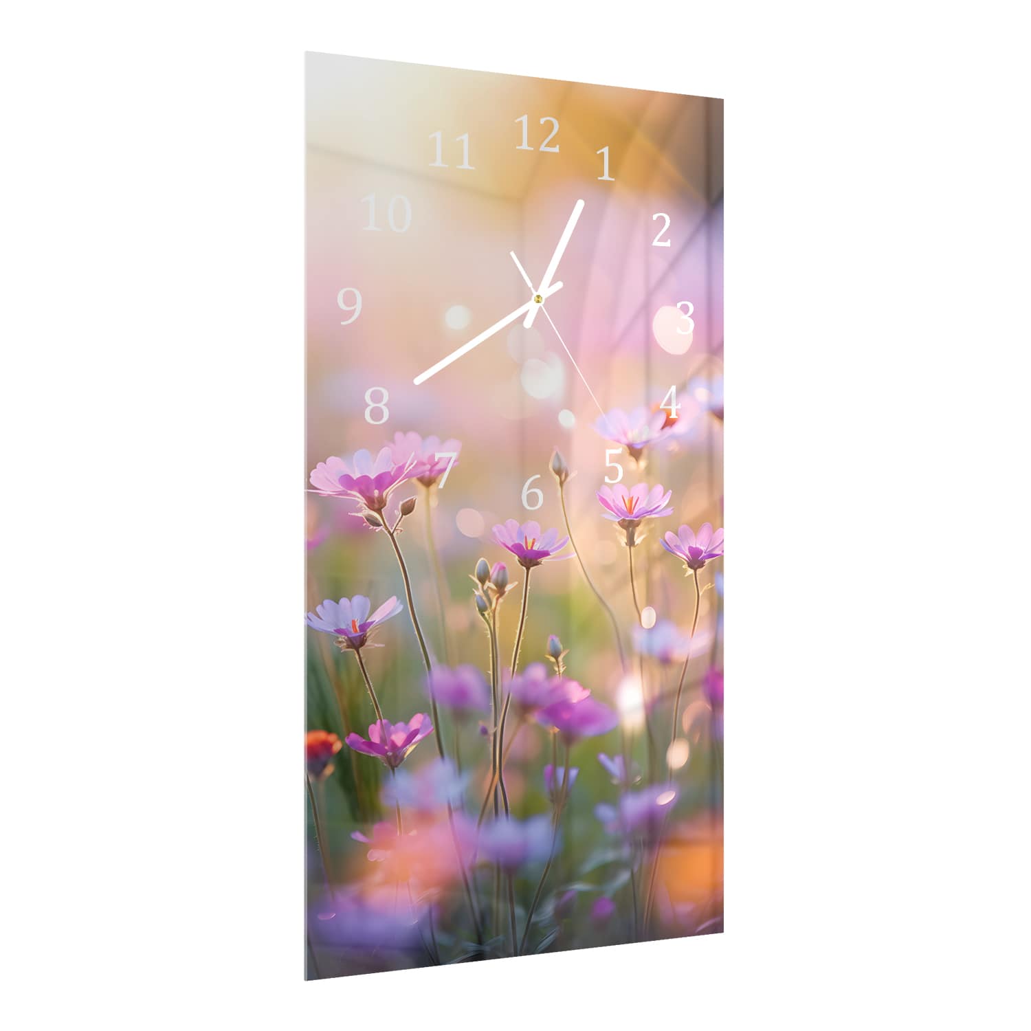 Wanduhr 30x60 - Blumenwiese im Frühling