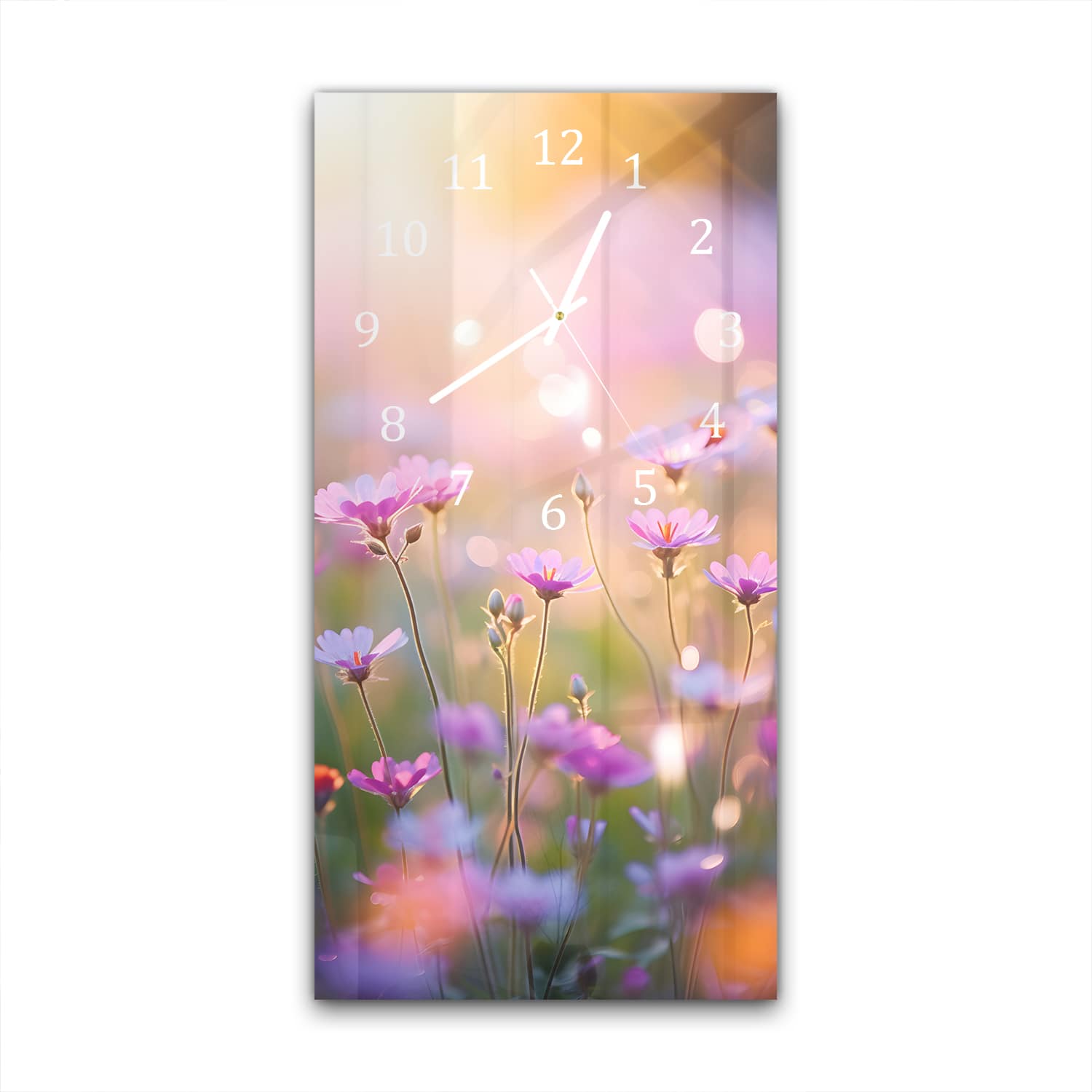 Wanduhr 30x60 - Blumenwiese im Frühling