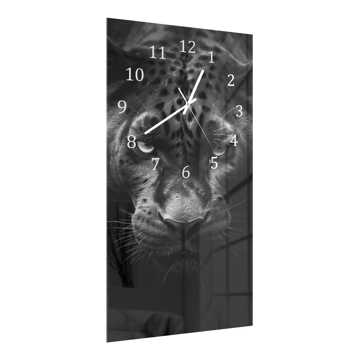 Wanduhr 30x60 - Panther im Dunkeln