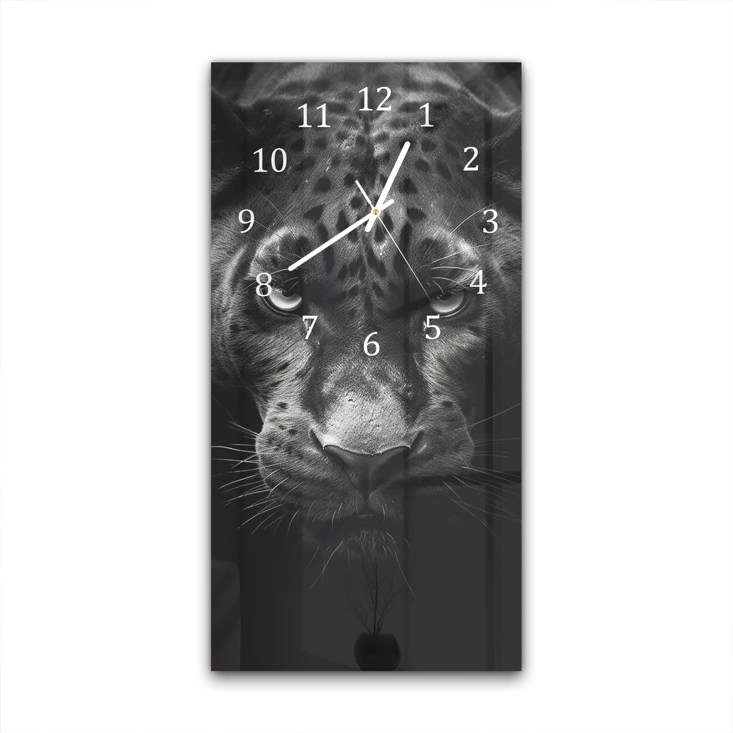 Wanduhr 30x60 - Panther im Dunkeln