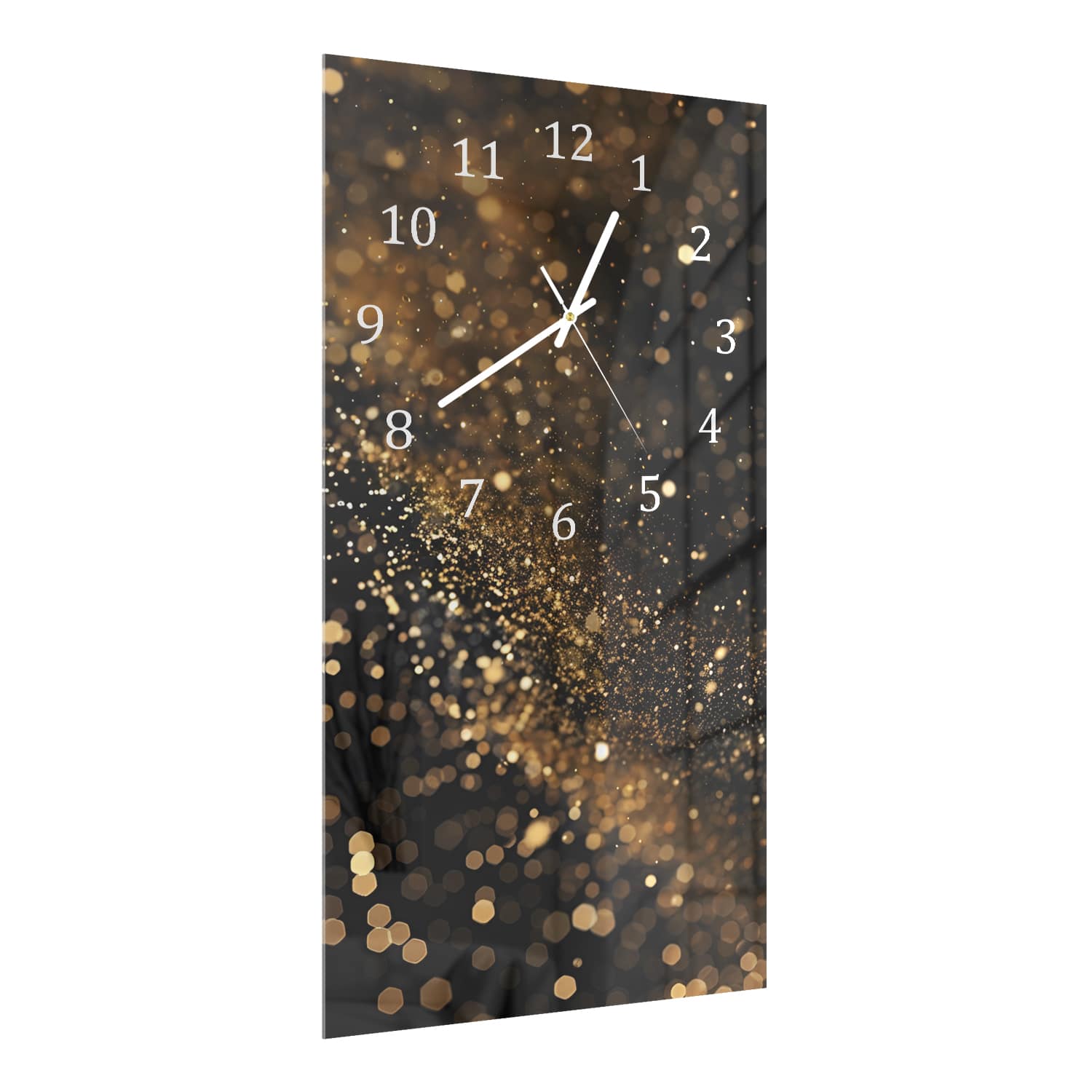 Wanduhr 30x60 - Schwarzer Hintergrund mit goldenem Glitzer