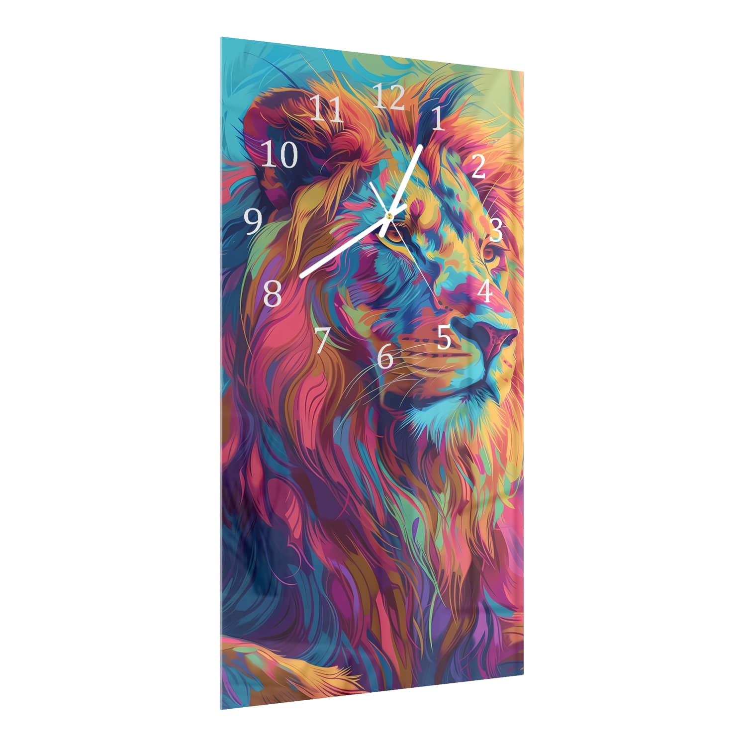 Wanduhr 30x60 - Bunter Löwe