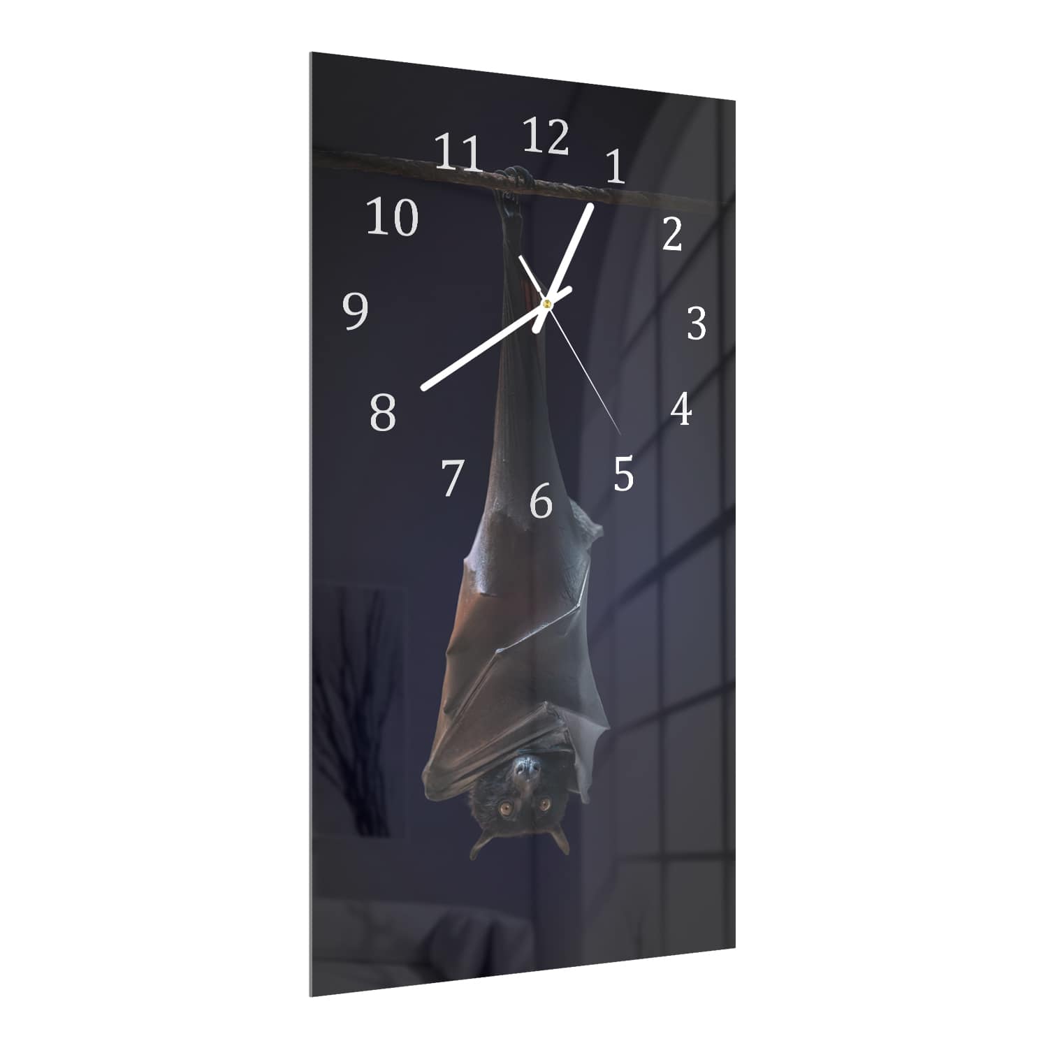 Wanduhr 30x60 - Fledermaus im Dunkeln