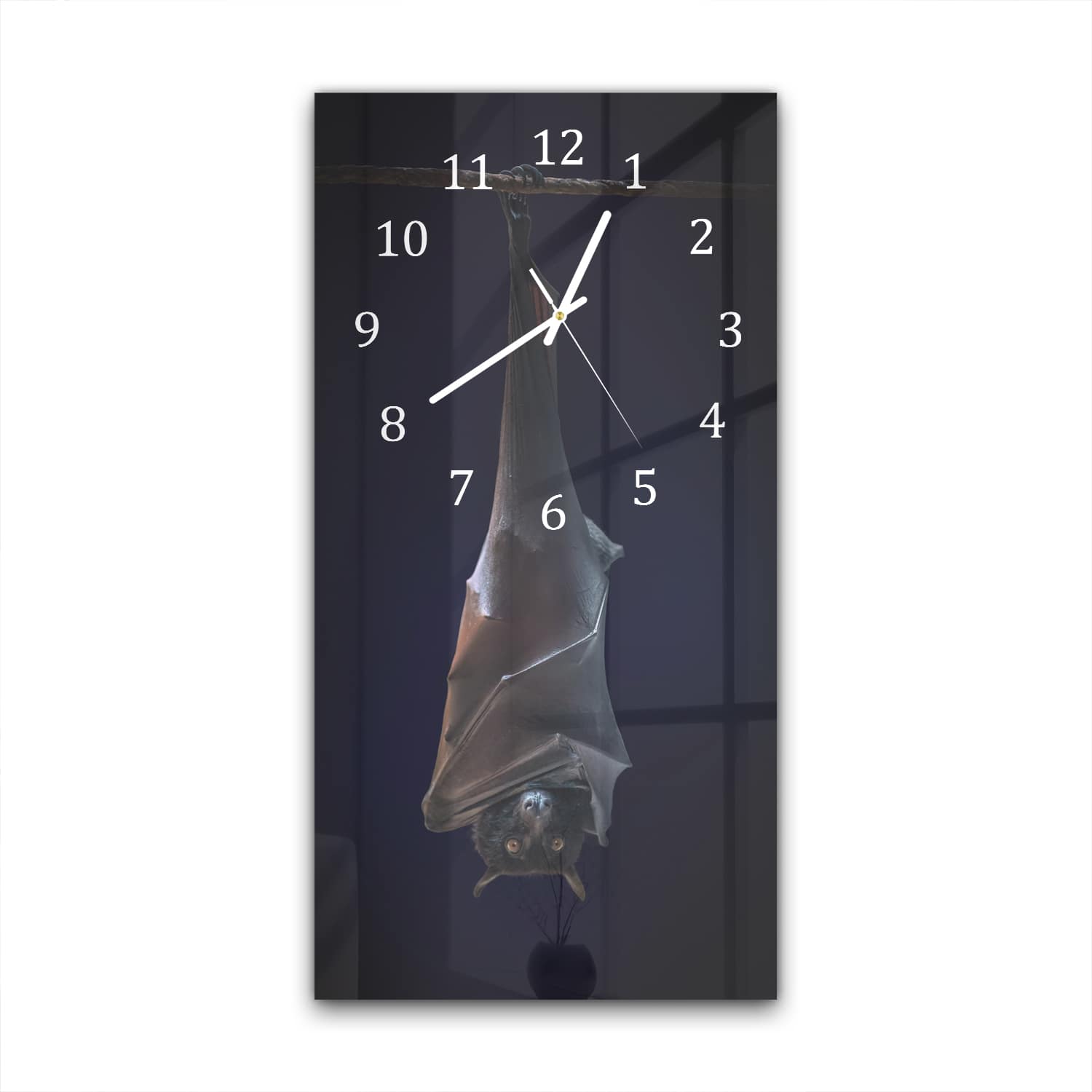Wanduhr 30x60 - Fledermaus im Dunkeln