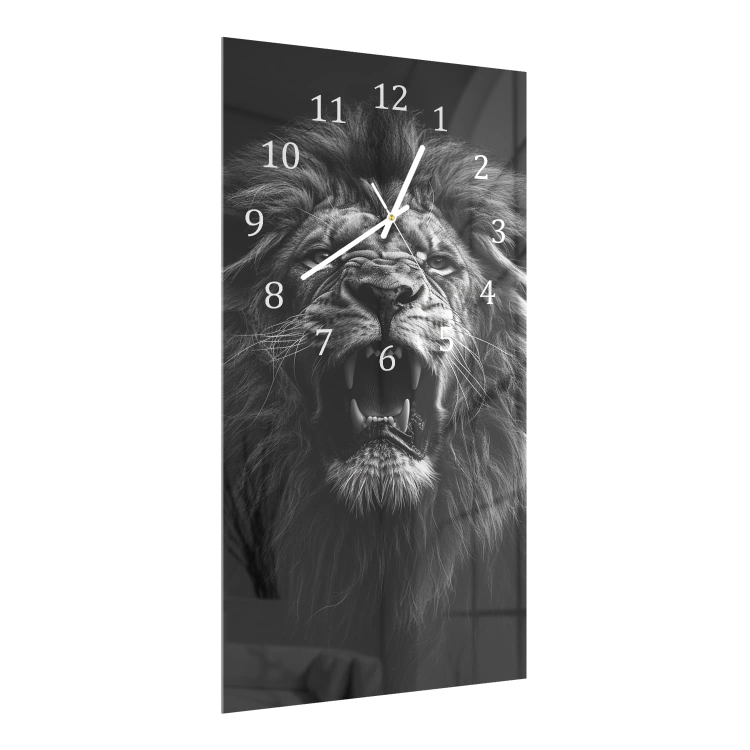 Wanduhr 30x60 - Brüllender Löwe