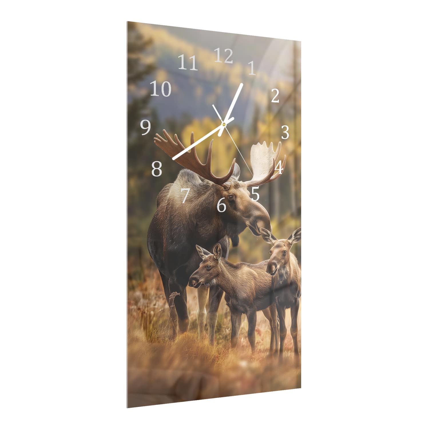 Wanduhr 30x60 - Elche in der Natur