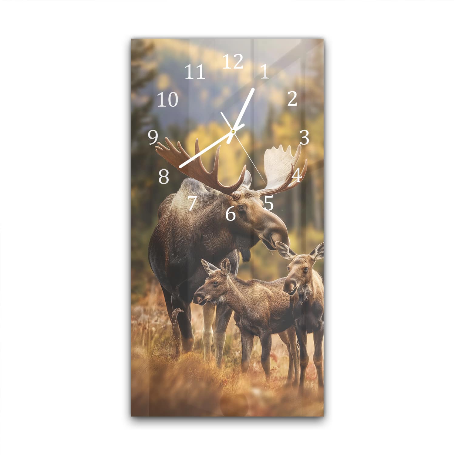 Wanduhr 30x60 - Elche in der Natur
