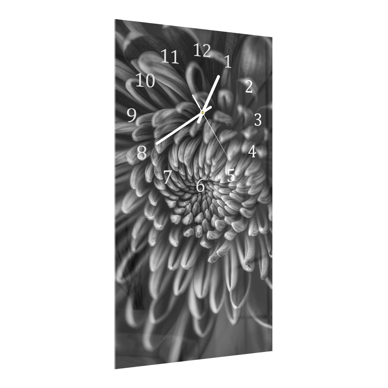 Wanduhr 30x60 - Schwarz-weiß Nahaufnahme Blume