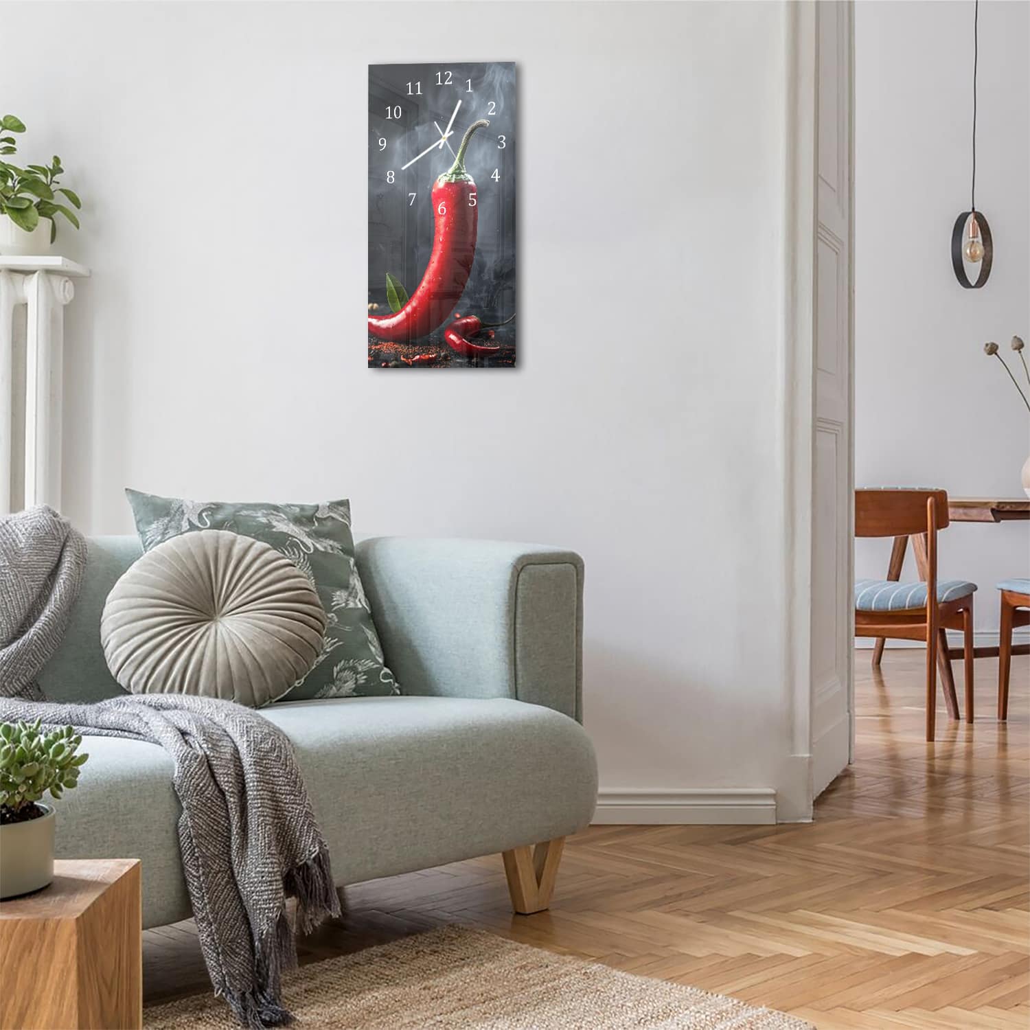 Wanduhr 30x60 - Pfeffer im Nebel
