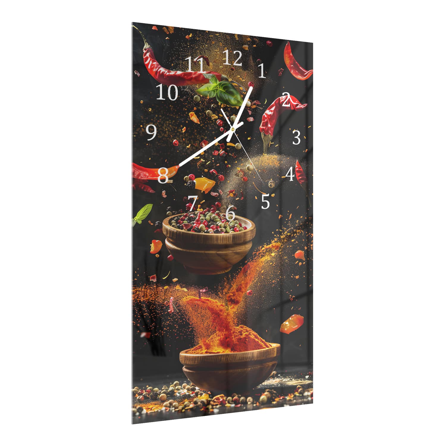Wanduhr 30x60 - Paprika in der Luft