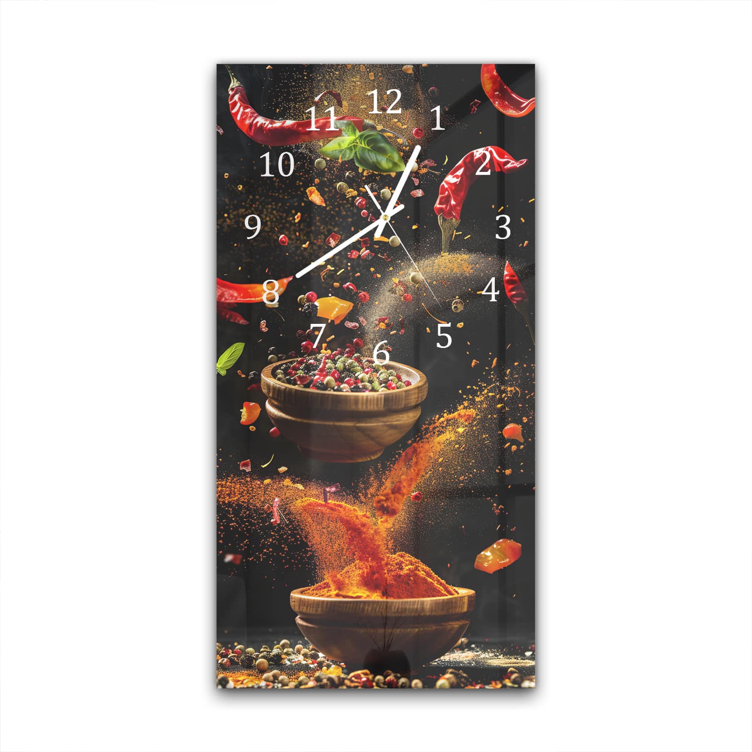 Wanduhr 30x60 - Paprika in der Luft
