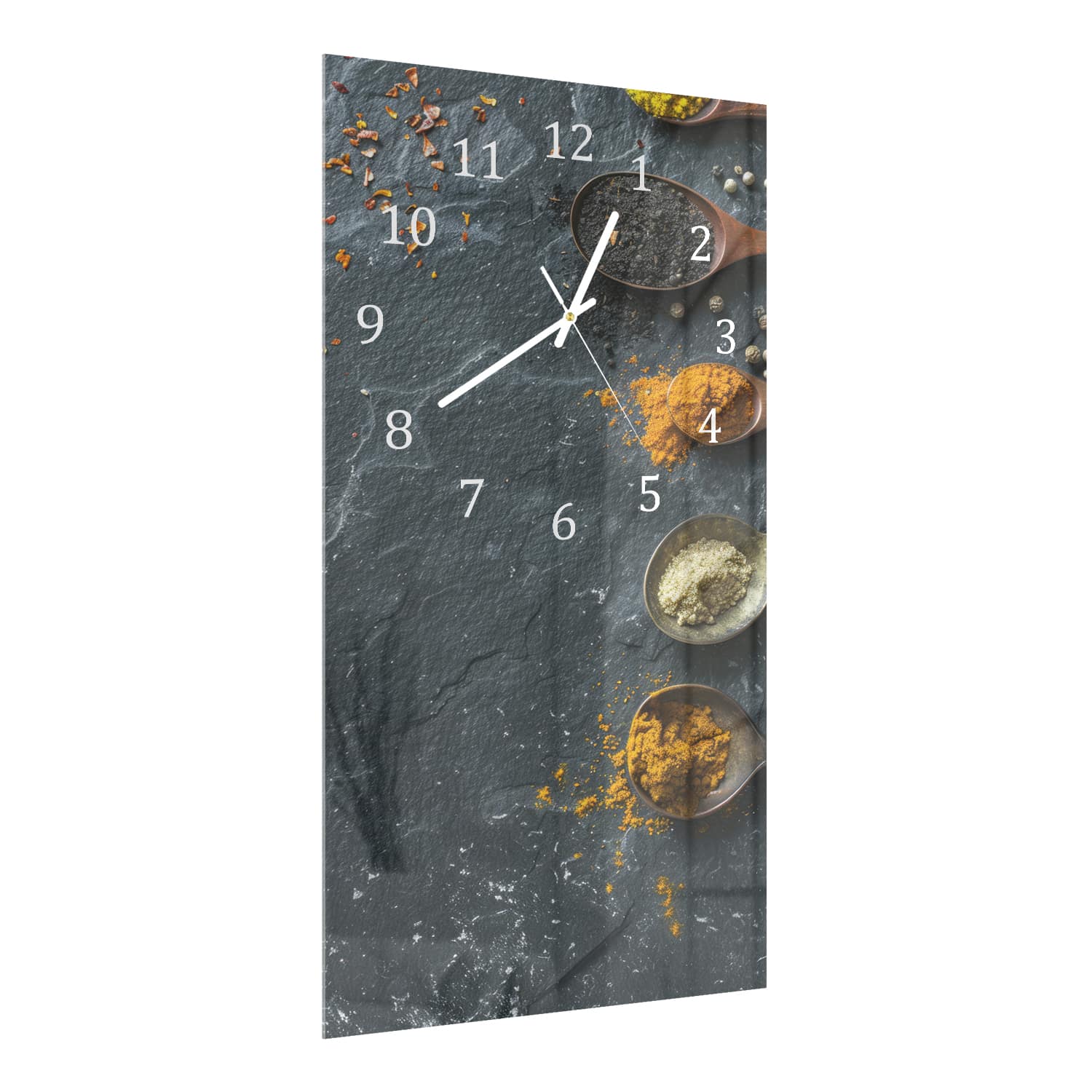 Wanduhr 30x60 - Kräuter auf Schiefer