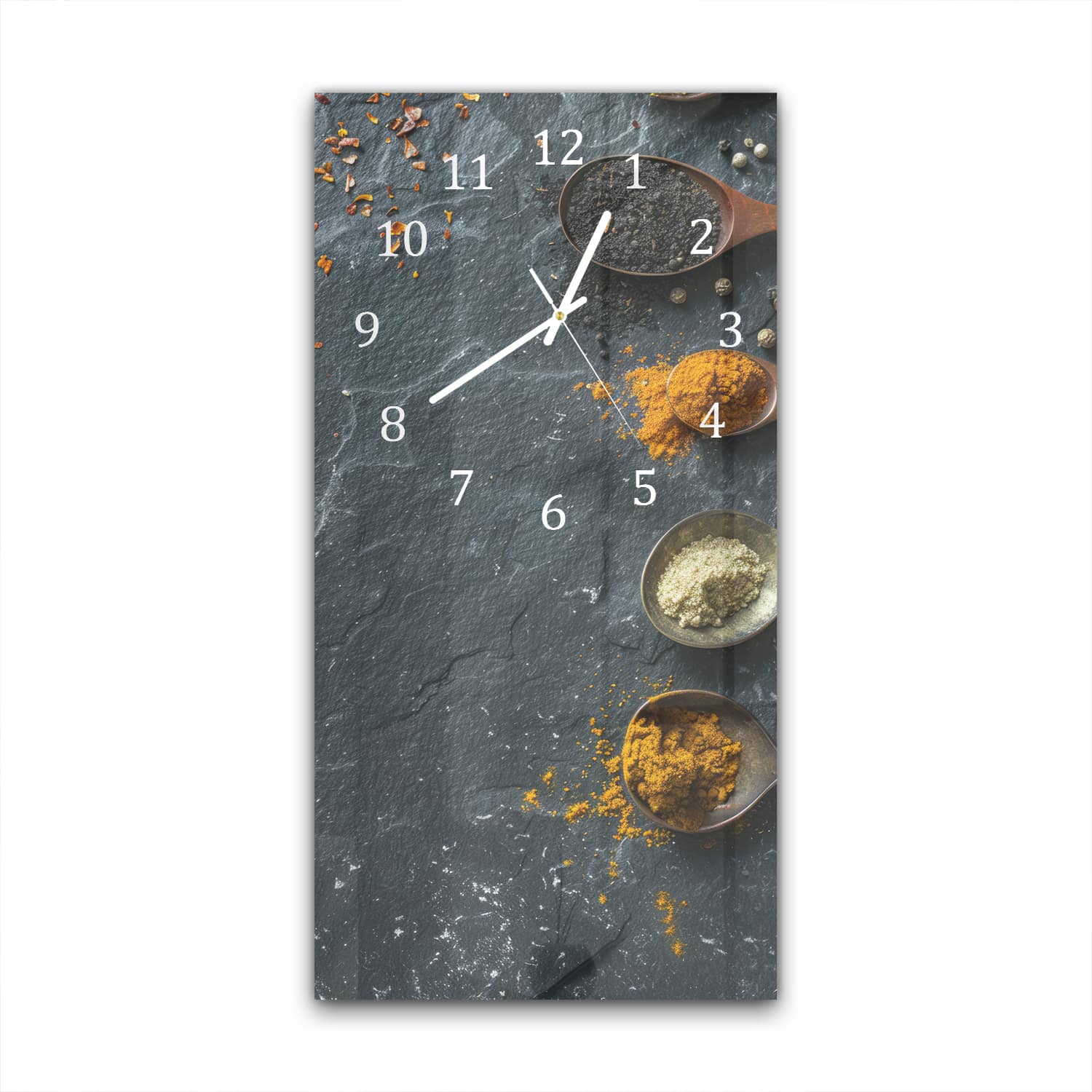 Wanduhr 30x60 - Kräuter auf Schiefer