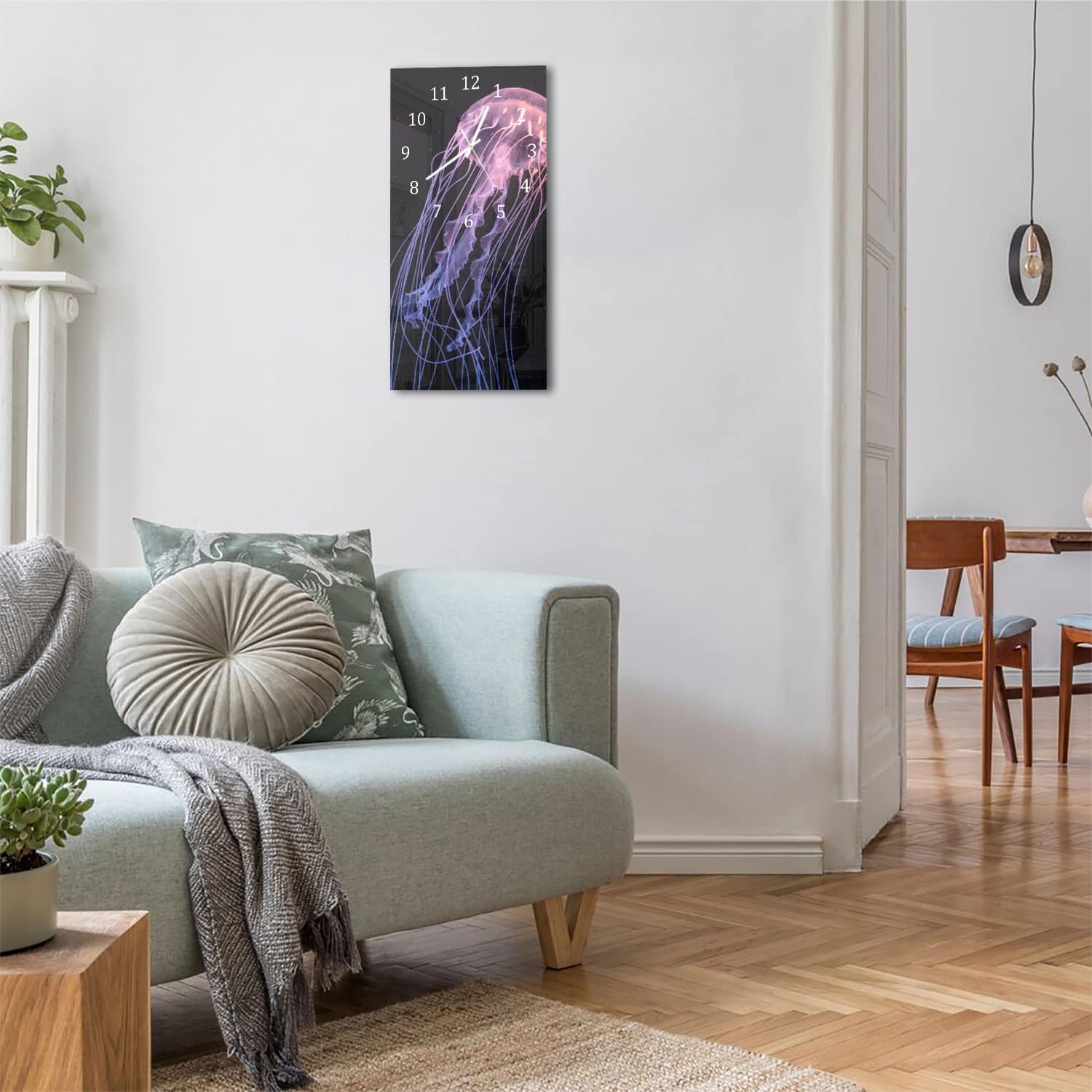 Wanduhr 30x60 - Bunte Qualle