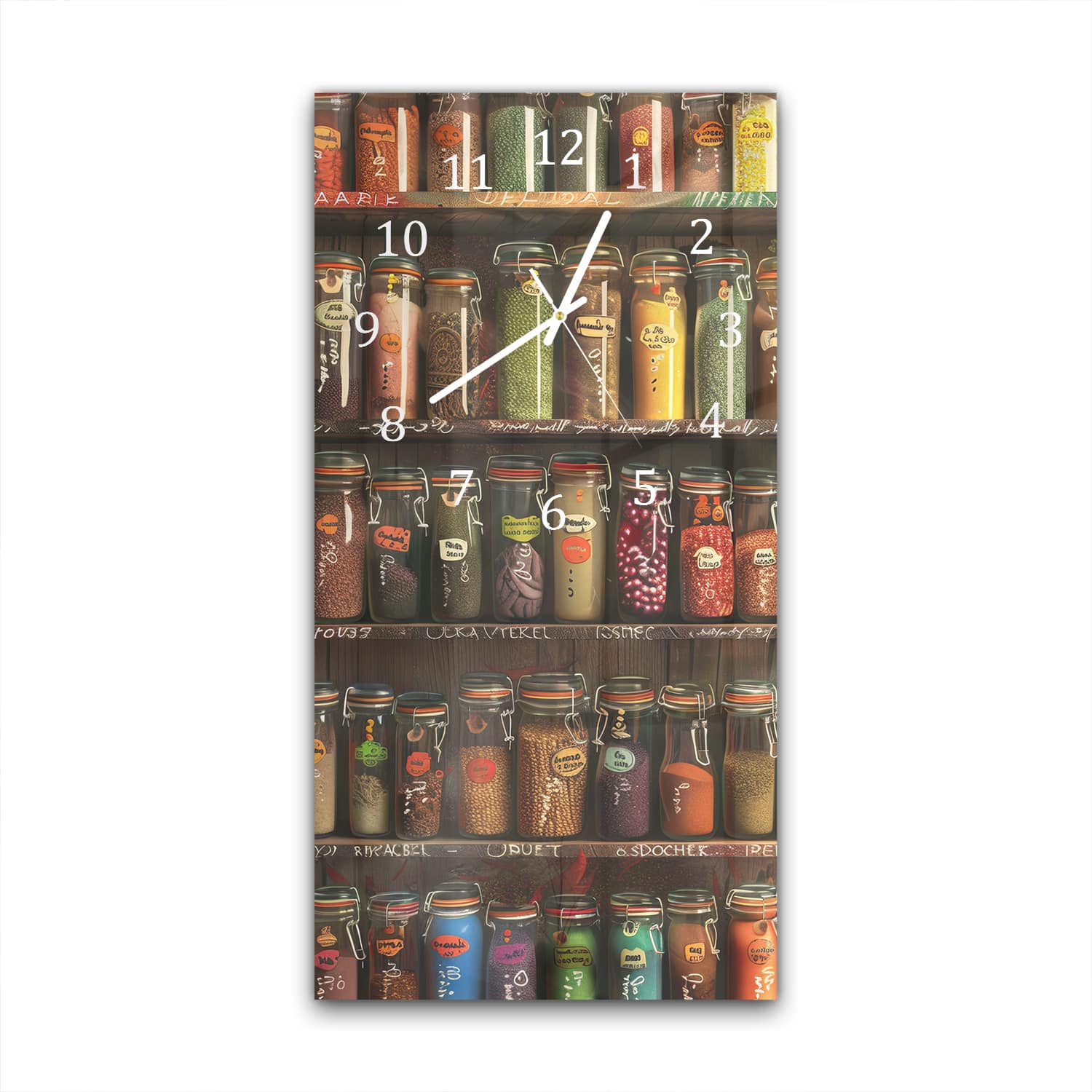 Wanduhr 30x60 - Bunte Kräutergläser