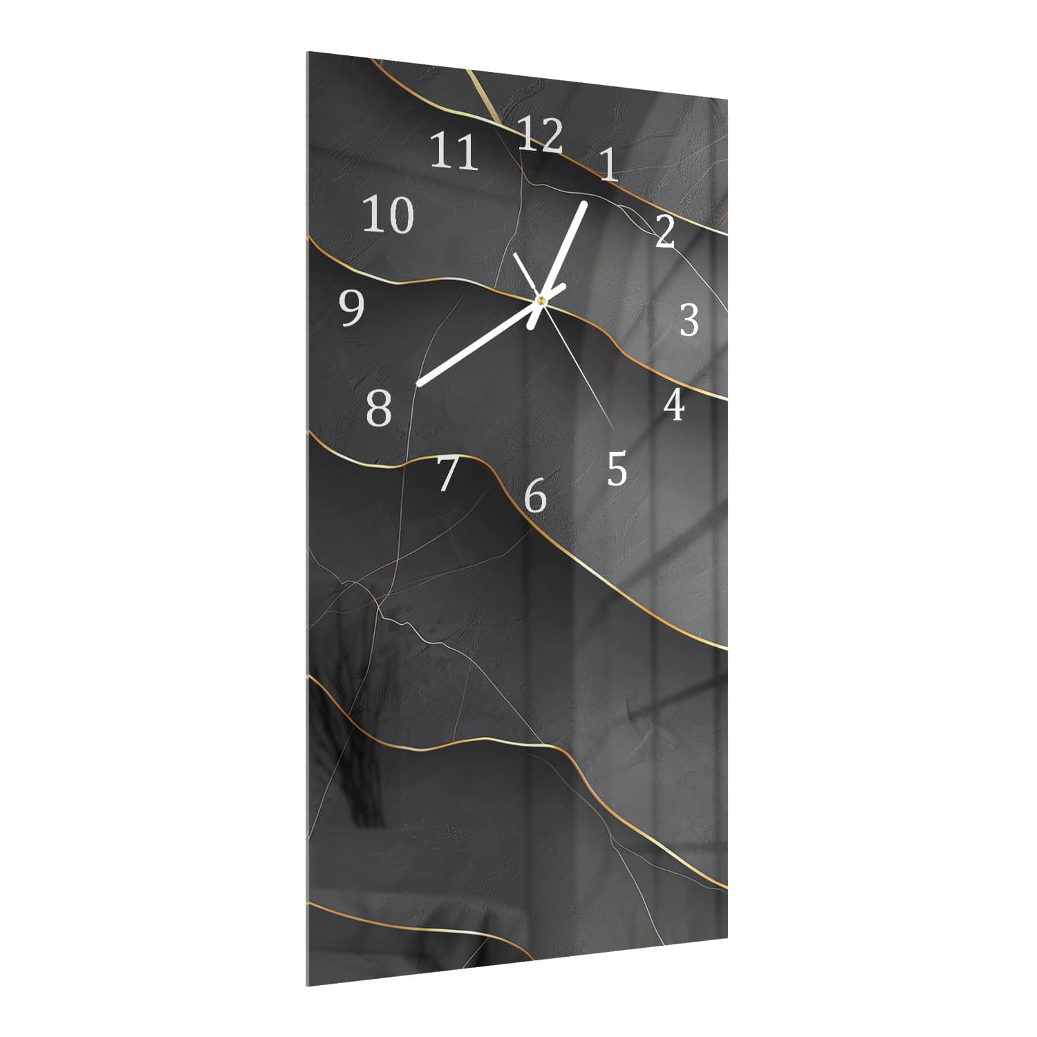 Wanduhr 30x60 - Abstrakte Schwarz-Goldene Textur