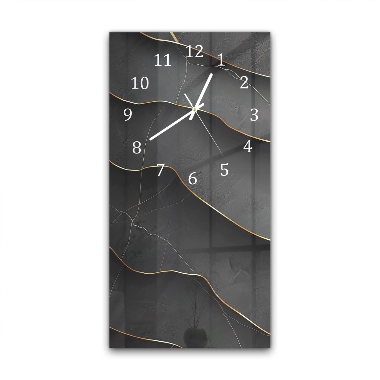 Wanduhr 30x60 - Abstrakte Schwarz-Goldene Textur