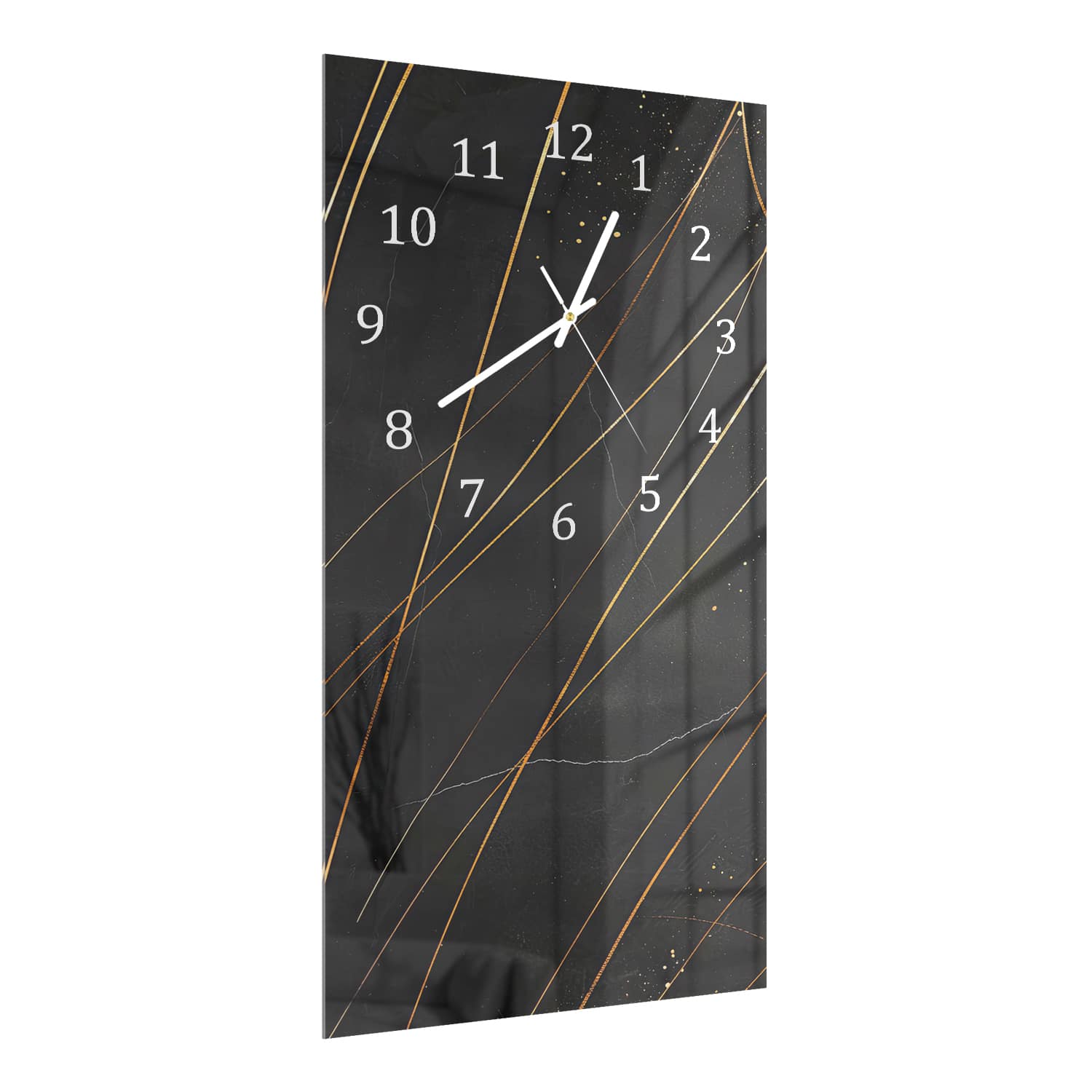 Wanduhr 30x60 - Goldene Linien auf Schwarz