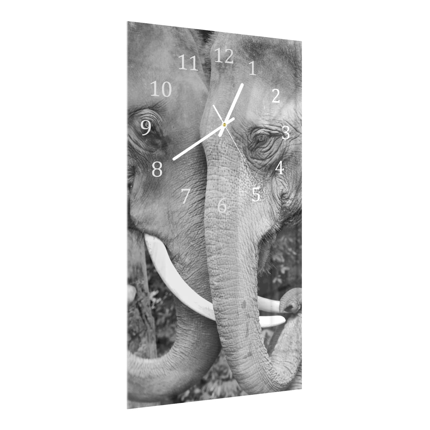 Wanduhr 30x60 - Zwei Elefanten