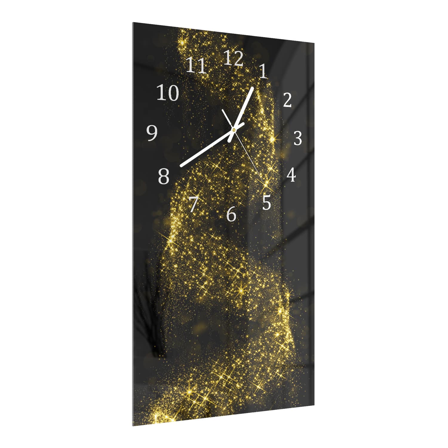 Wanduhr 30x60 - Goldene Glitzerspirale