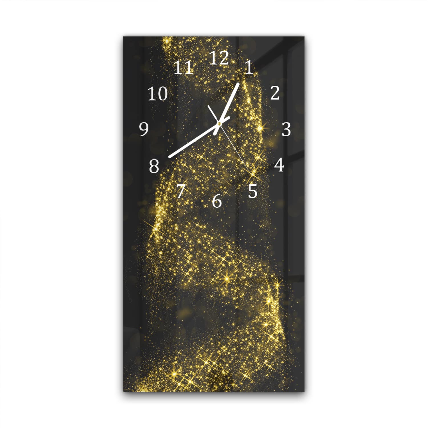 Wanduhr 30x60 - Goldene Glitzerspirale