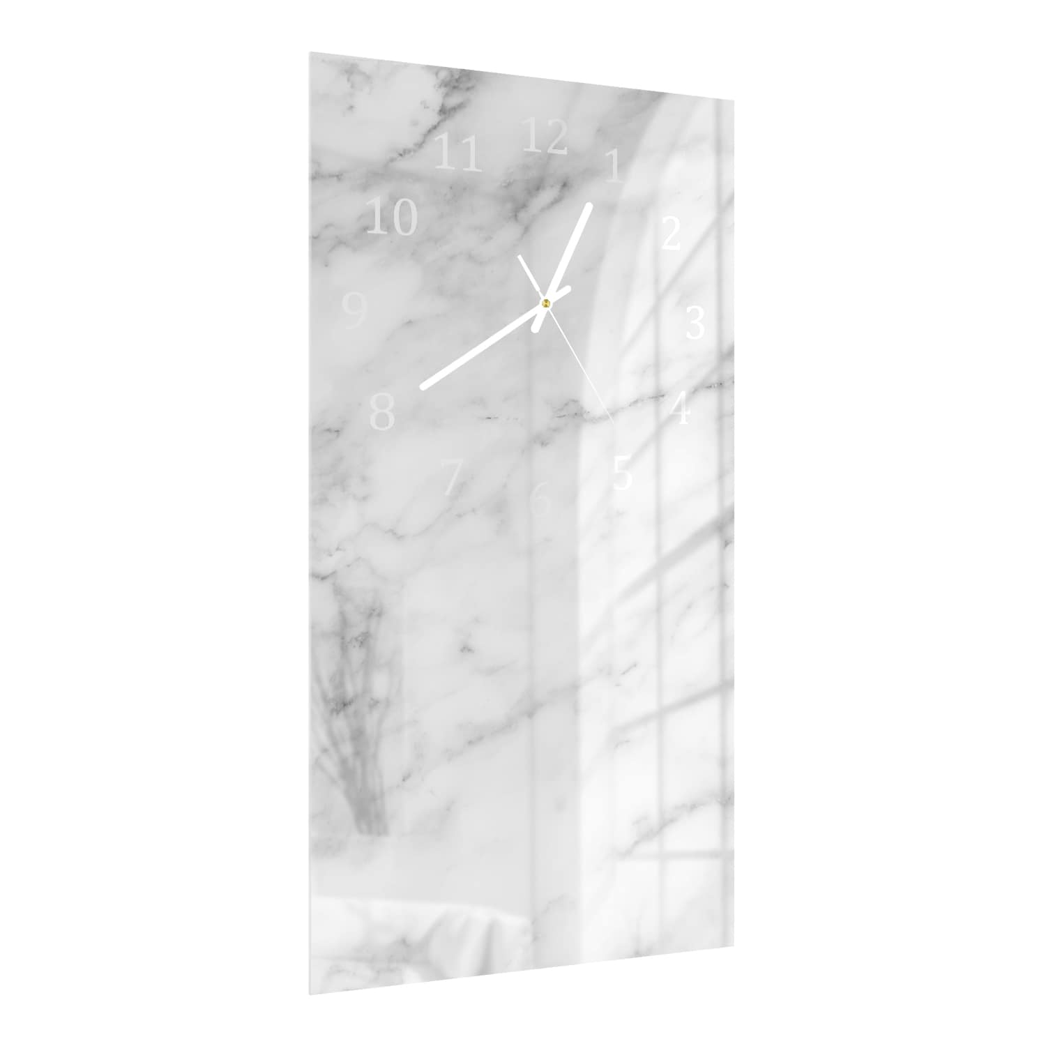 Wanduhr 30x60 - Weißer Marmor mit schwarzen Adern