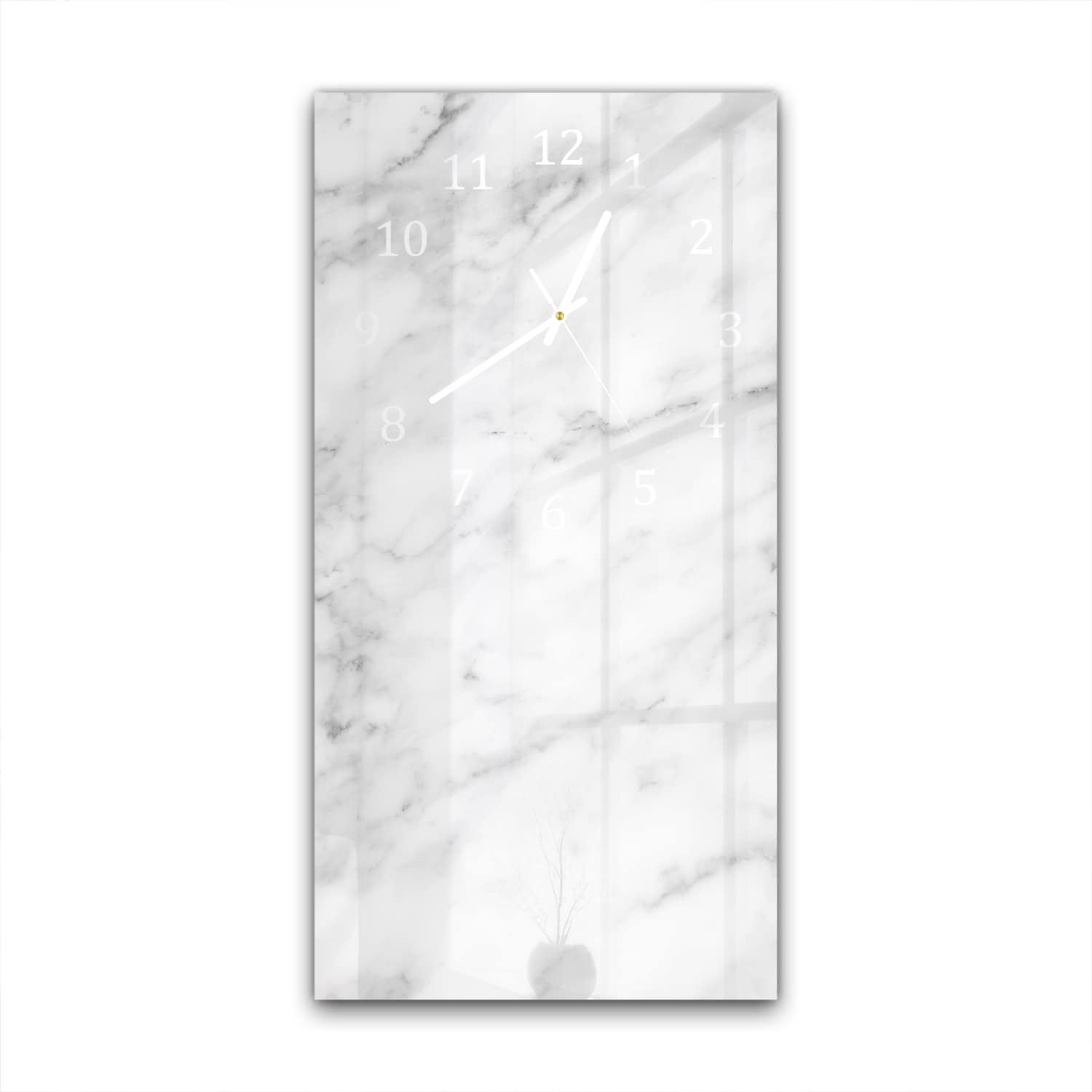 Wanduhr 30x60 - Weißer Marmor mit schwarzen Adern
