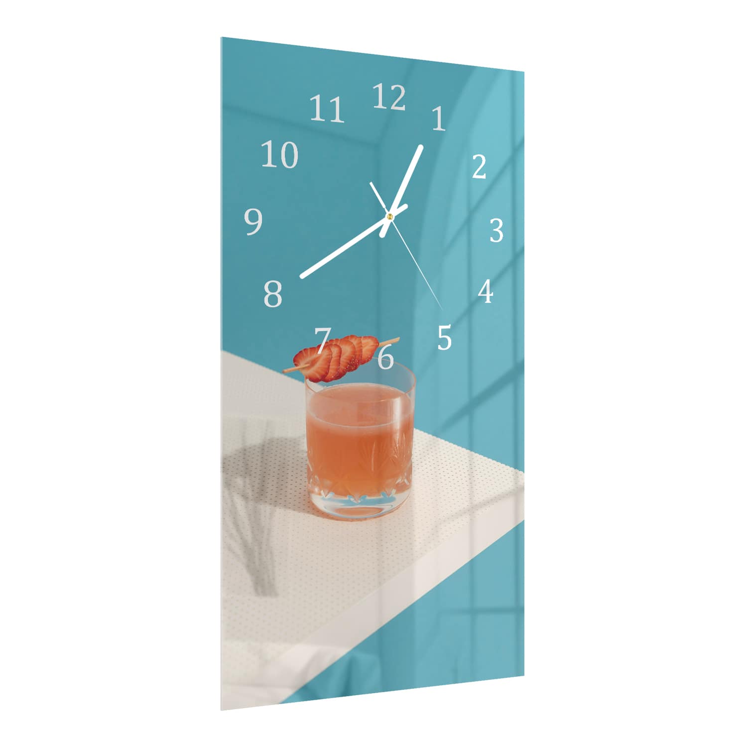 Wanduhr 30x60 - Erdbeercocktail