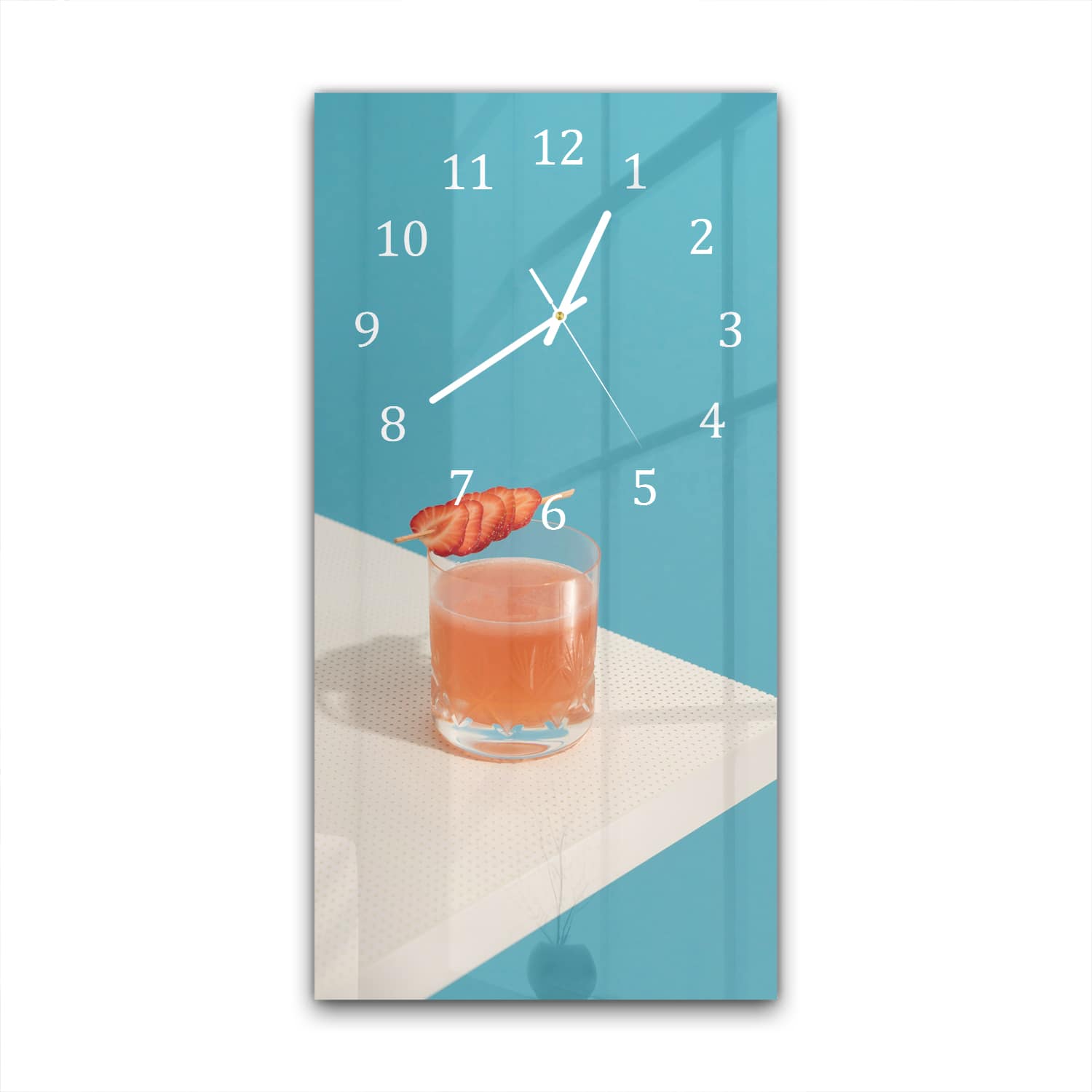 Wanduhr 30x60 - Erdbeercocktail
