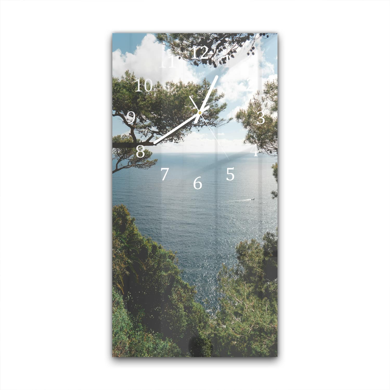 Wanduhr 30x60 - Meerblick durch die Bäume