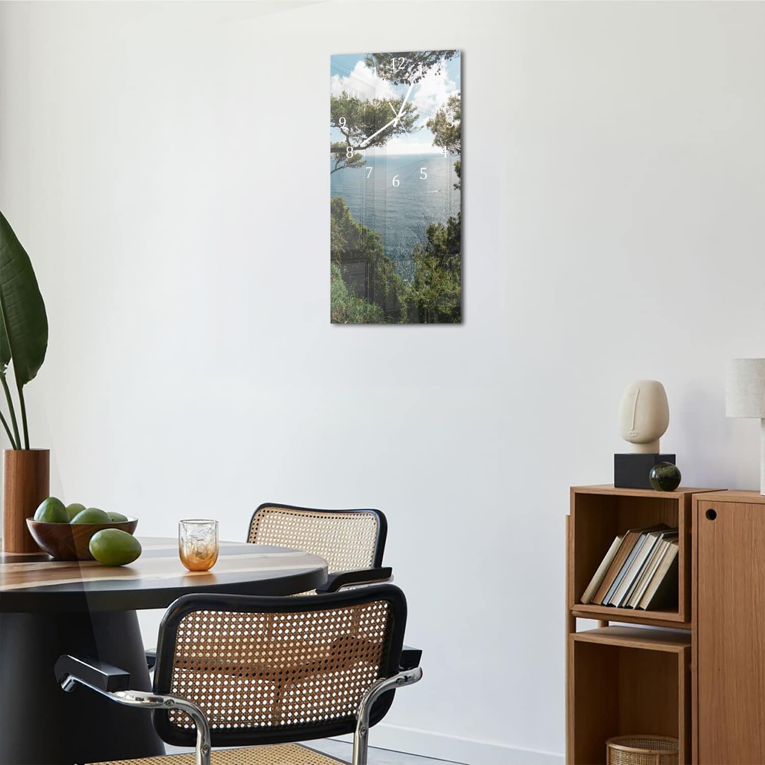 Wanduhr 30x60 - Meerblick durch die Bäume