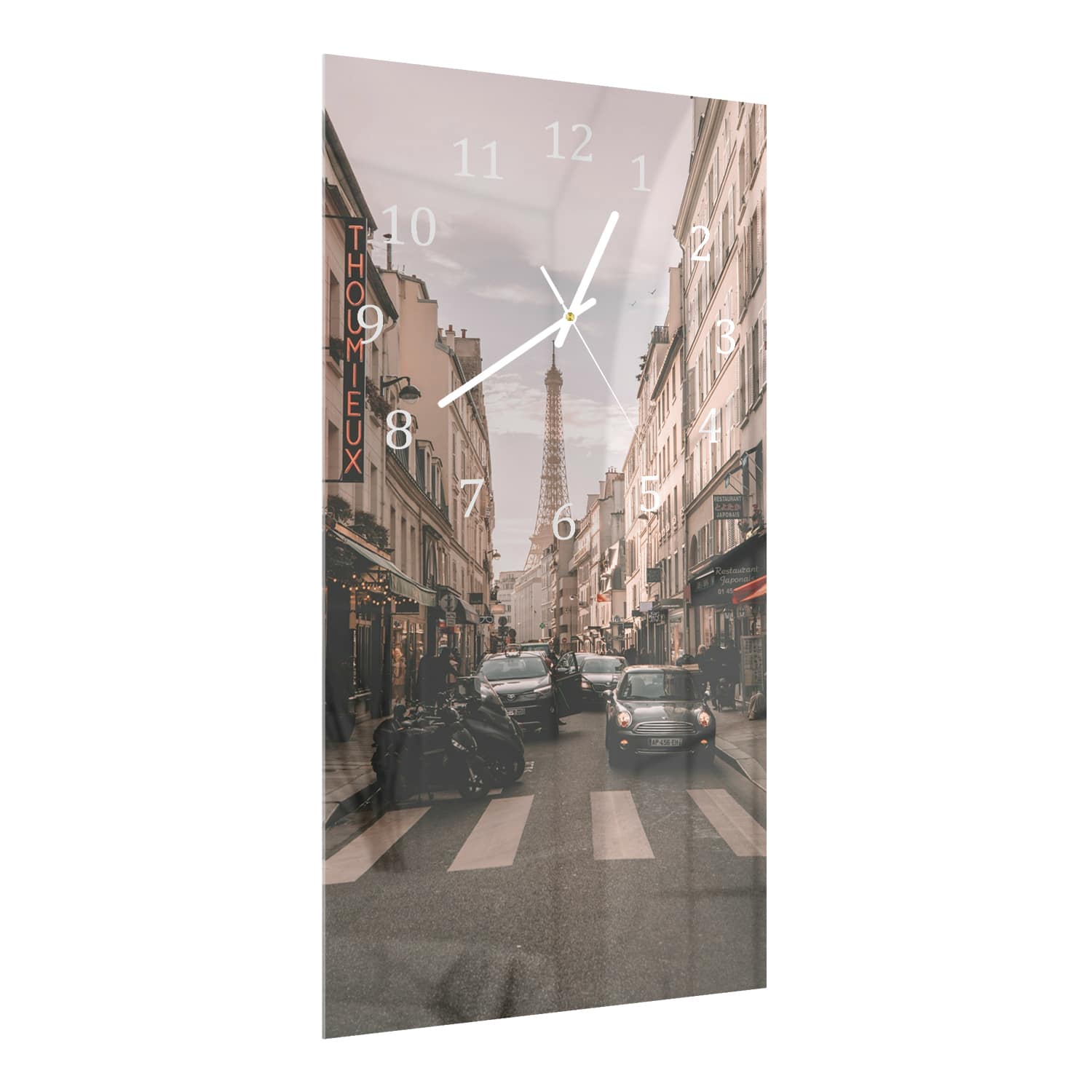 Wanduhr 30x60 - Stadtleben in Paris