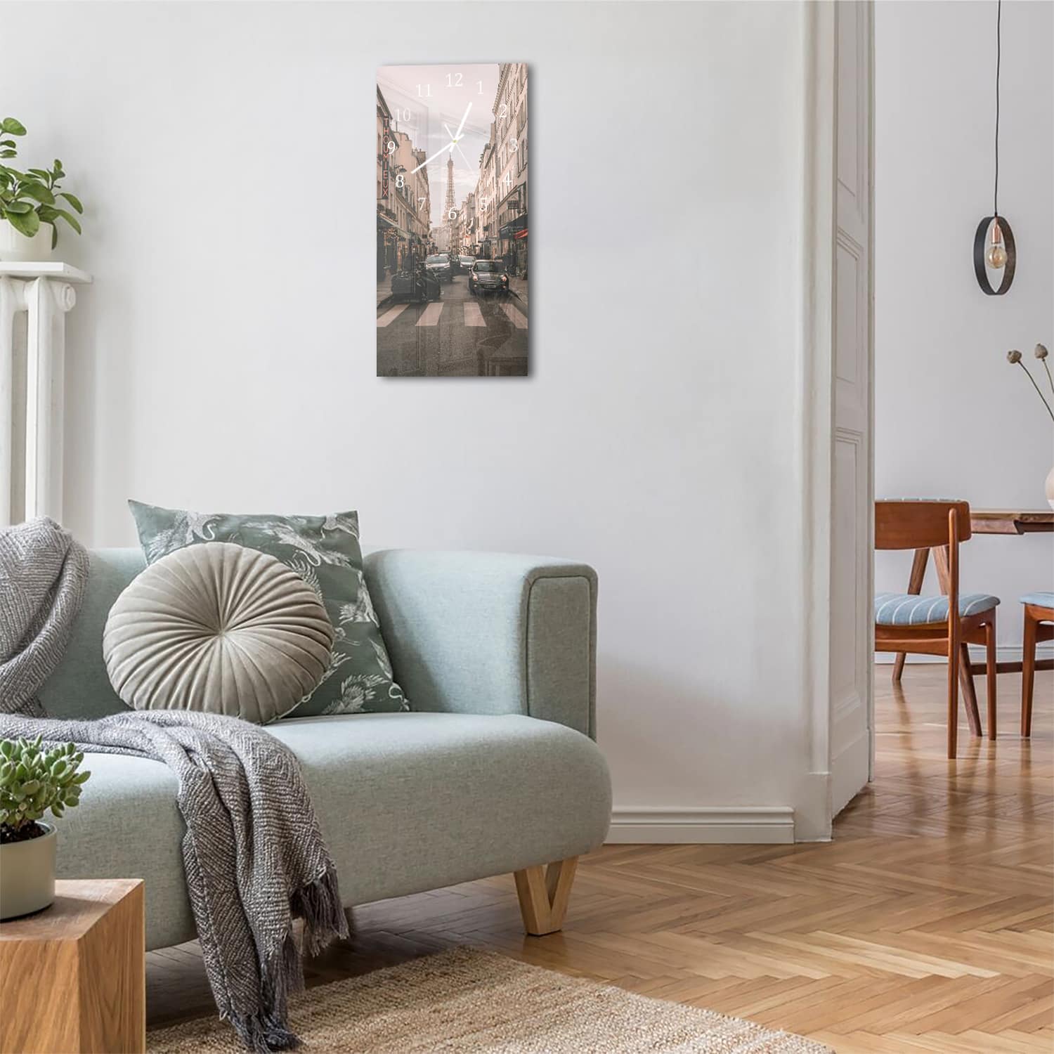 Wanduhr 30x60 - Stadtleben in Paris