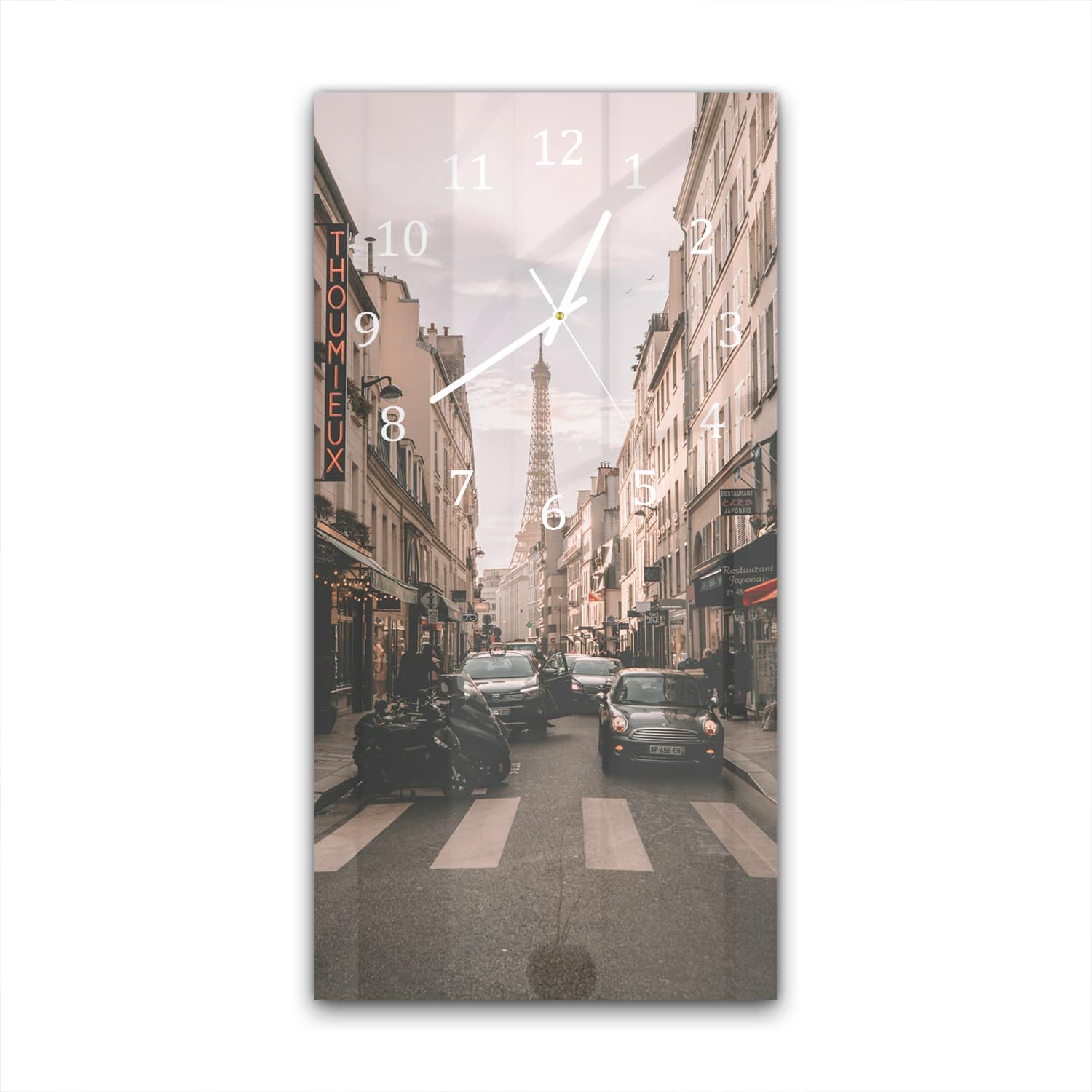 Wanduhr 30x60 - Stadtleben in Paris