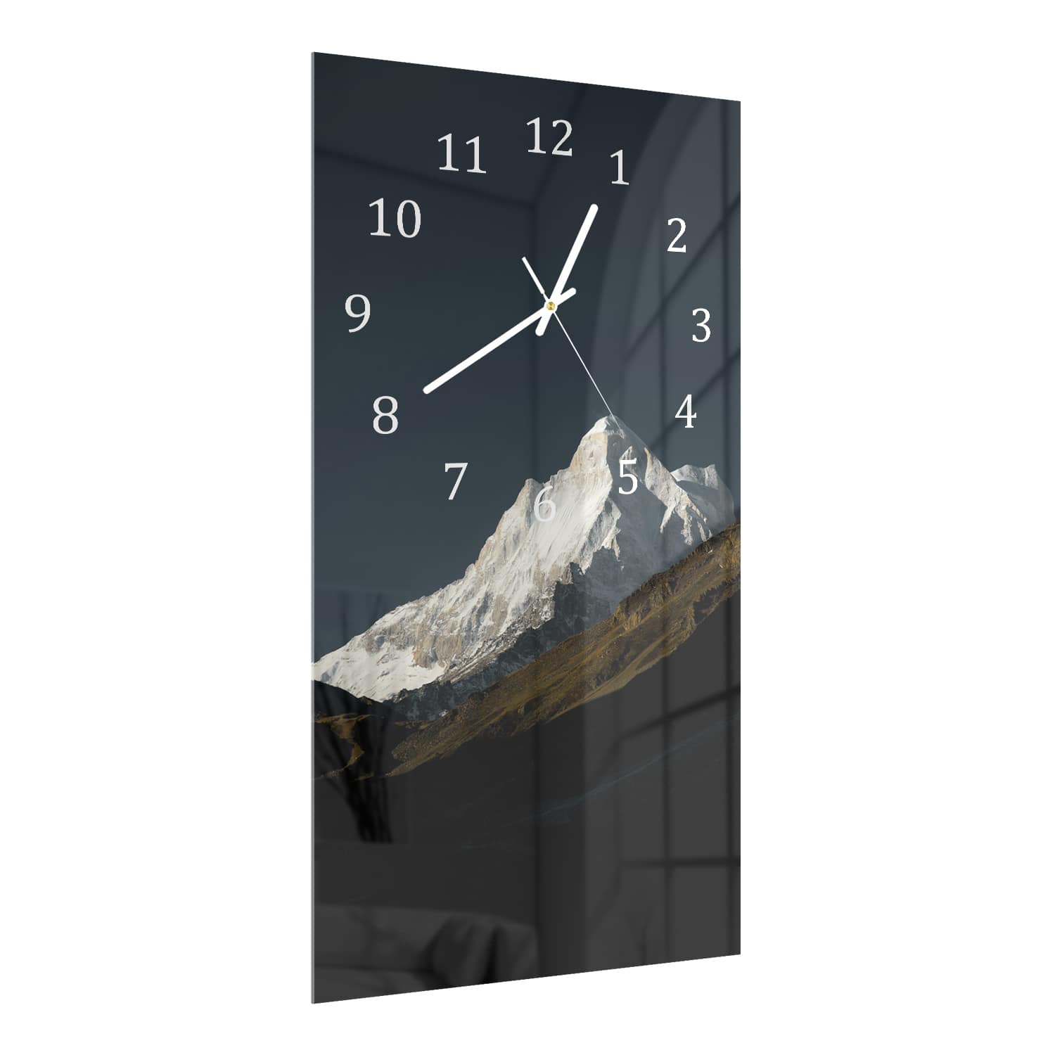 Wanduhr 30x60 - Schneebedeckter Berggipfel