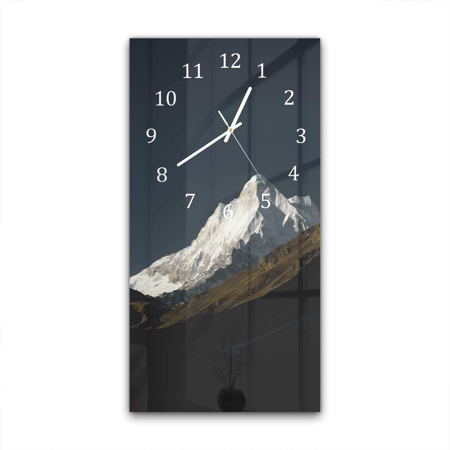 Wanduhr 30x60 - Schneebedeckter Berggipfel