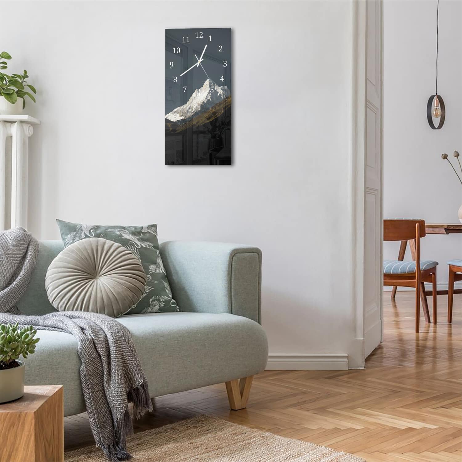 Wanduhr 30x60 - Schneebedeckter Berggipfel