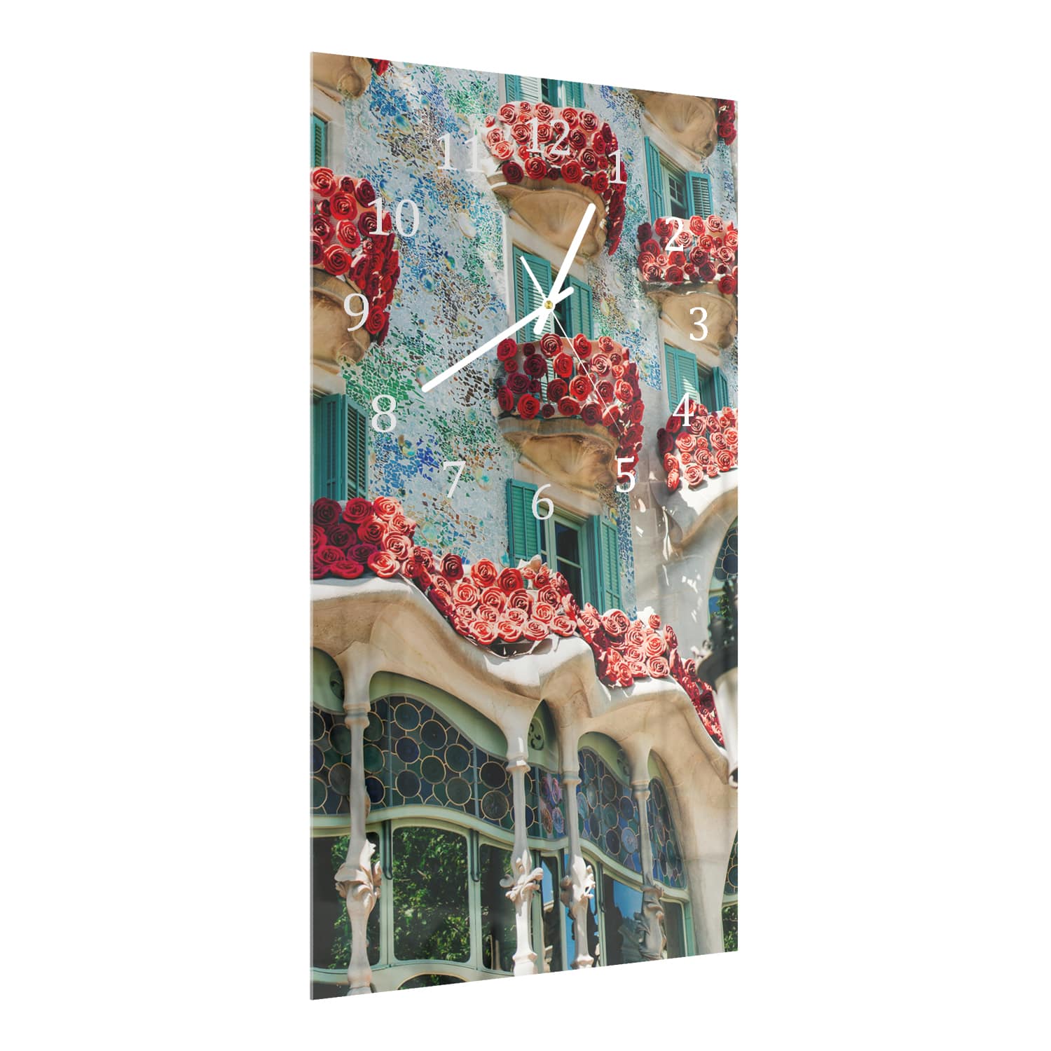 Wanduhr 30x60 - Casa Batlló in Blüte