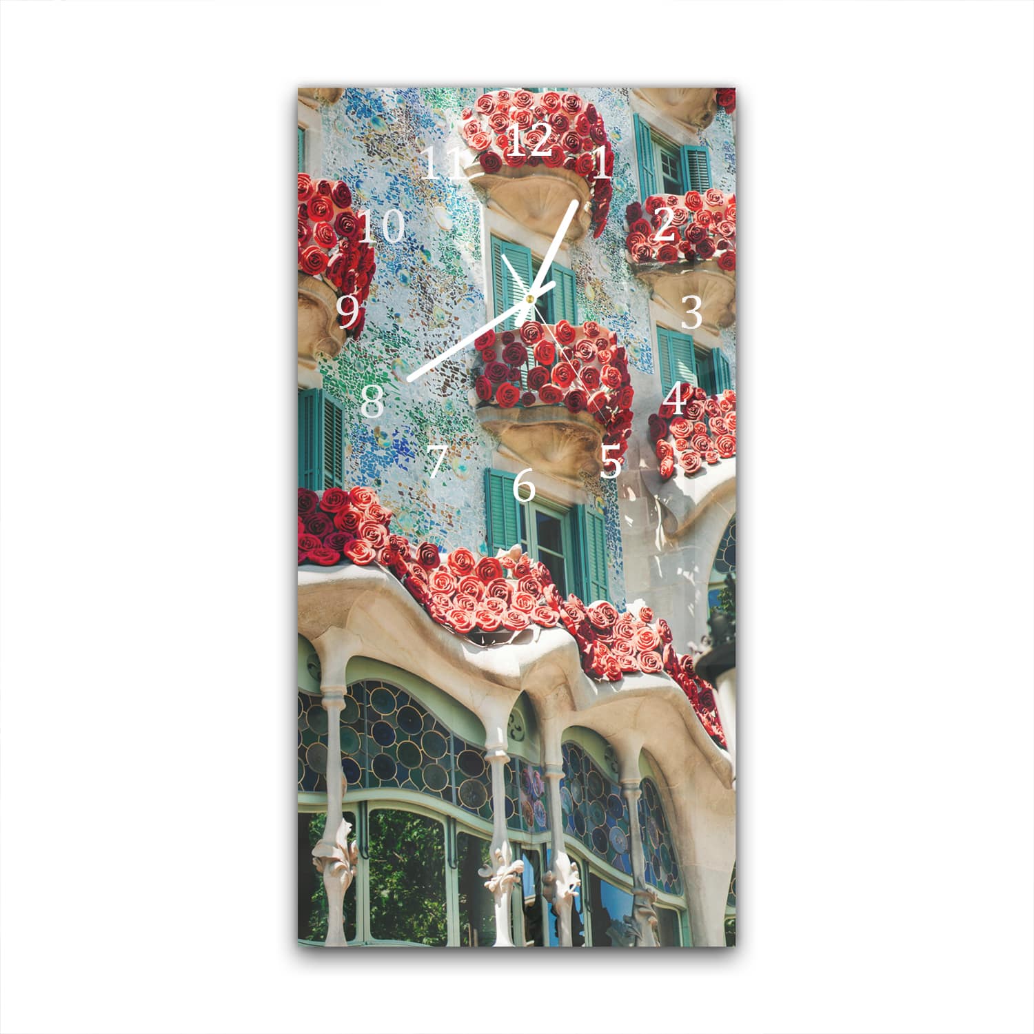 Wanduhr 30x60 - Casa Batlló in Blüte