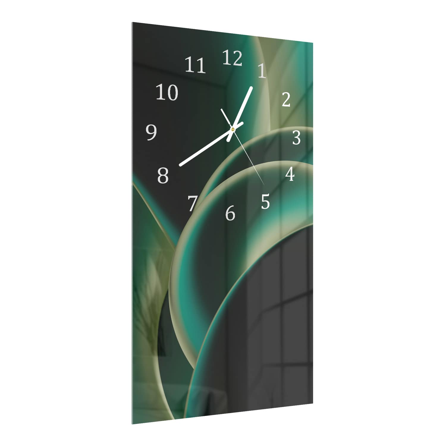 Wanduhr 30x60 - Grüne Kurven