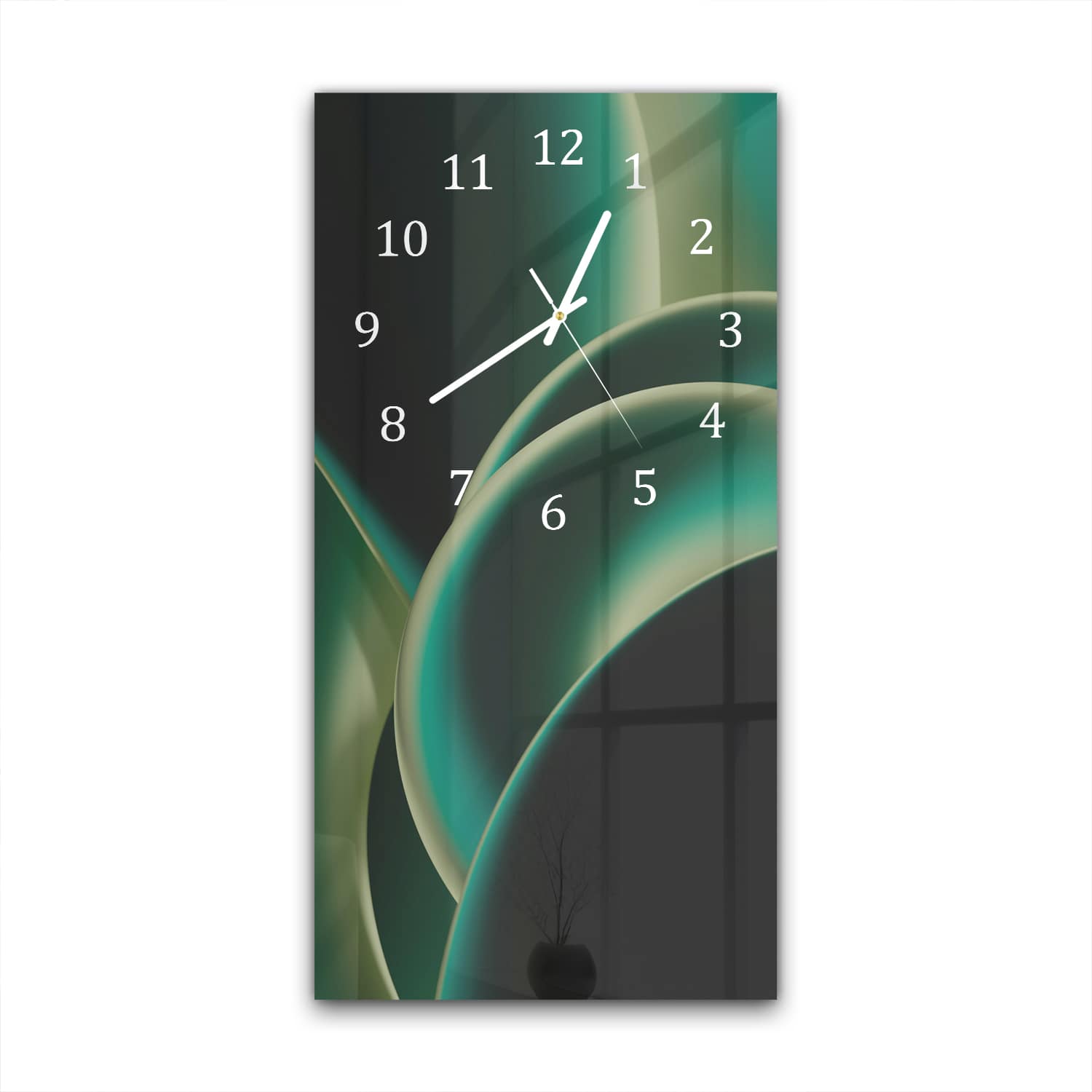 Wanduhr 30x60 - Grüne Kurven