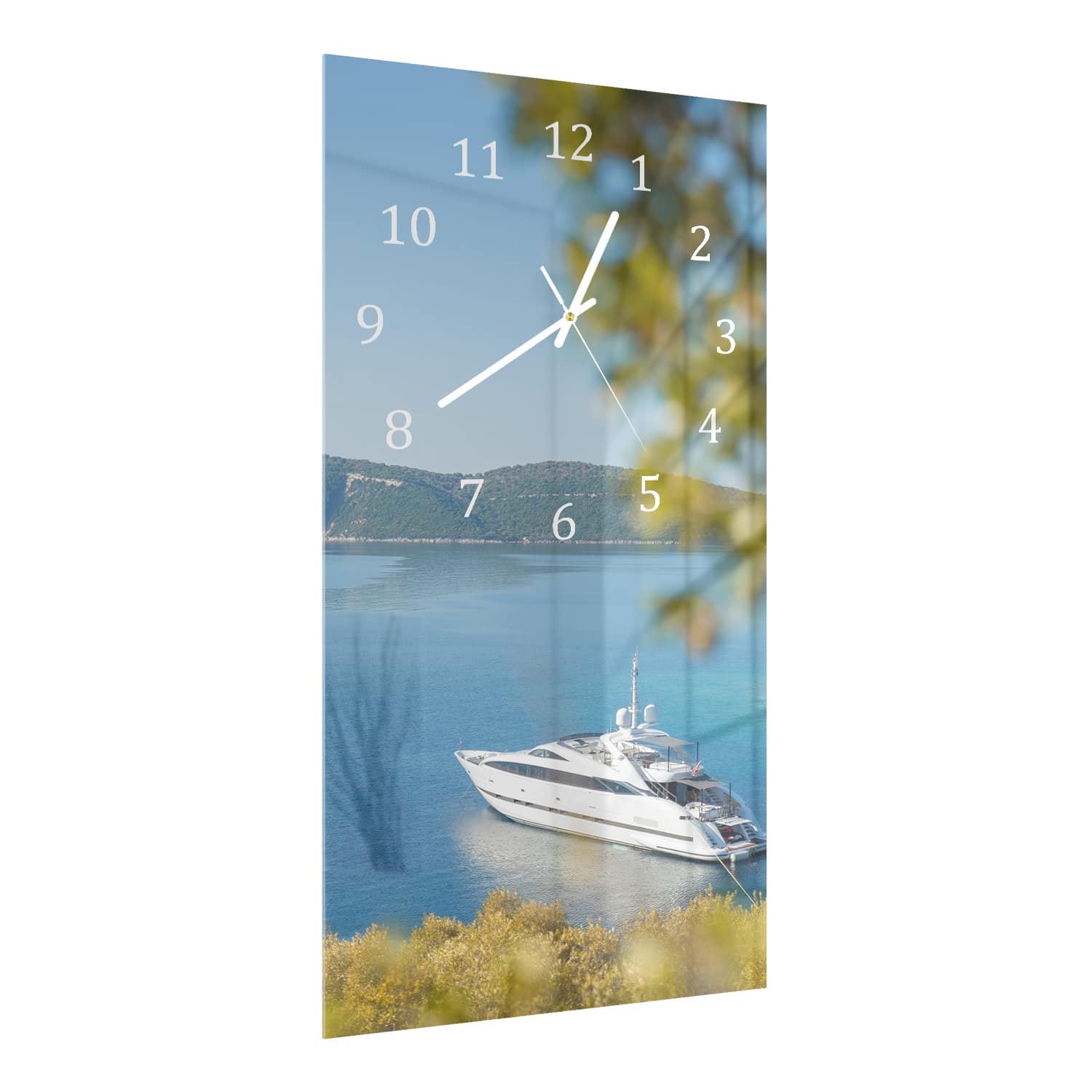 Wanduhr 30x60 - Jacht vor Anker
