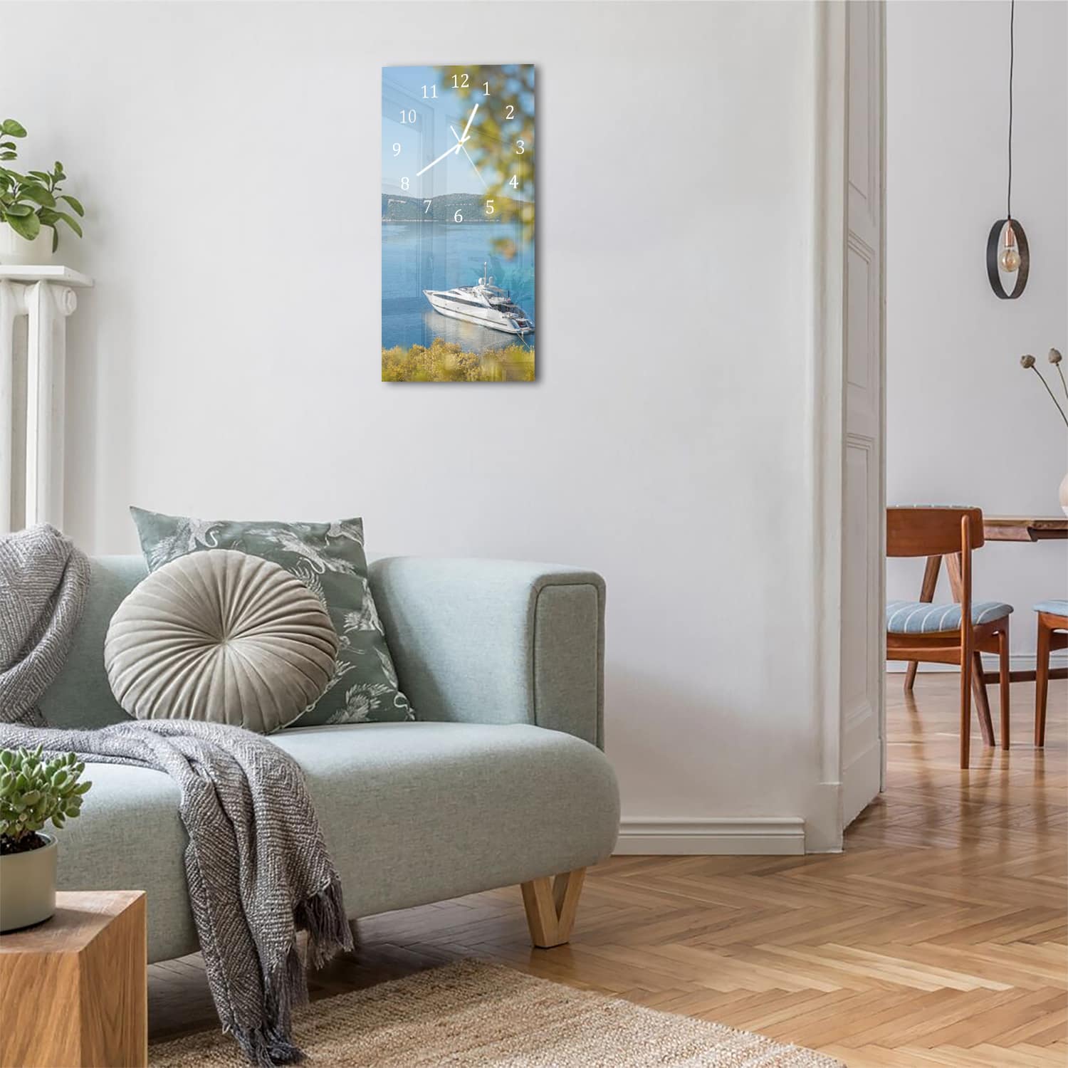 Wanduhr 30x60 - Jacht vor Anker